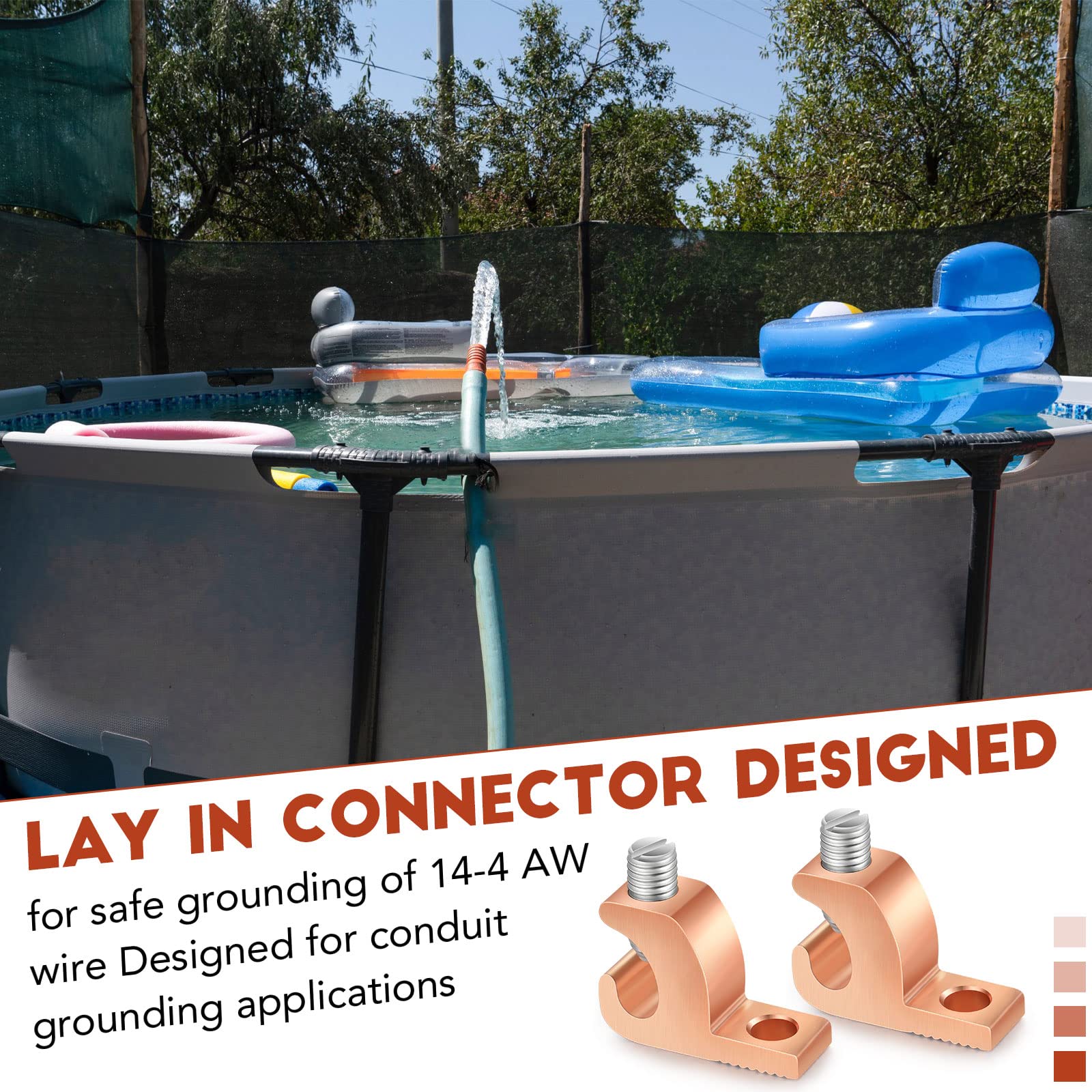 Landhoow 10 Pack Lay in Connector Pool Bonding Lug Copper Conductor Lay in Connector Copper Lay in Lugs AWG for Grounding Swimming Pool and Conduits, 4-14 Wire Range - Image 5