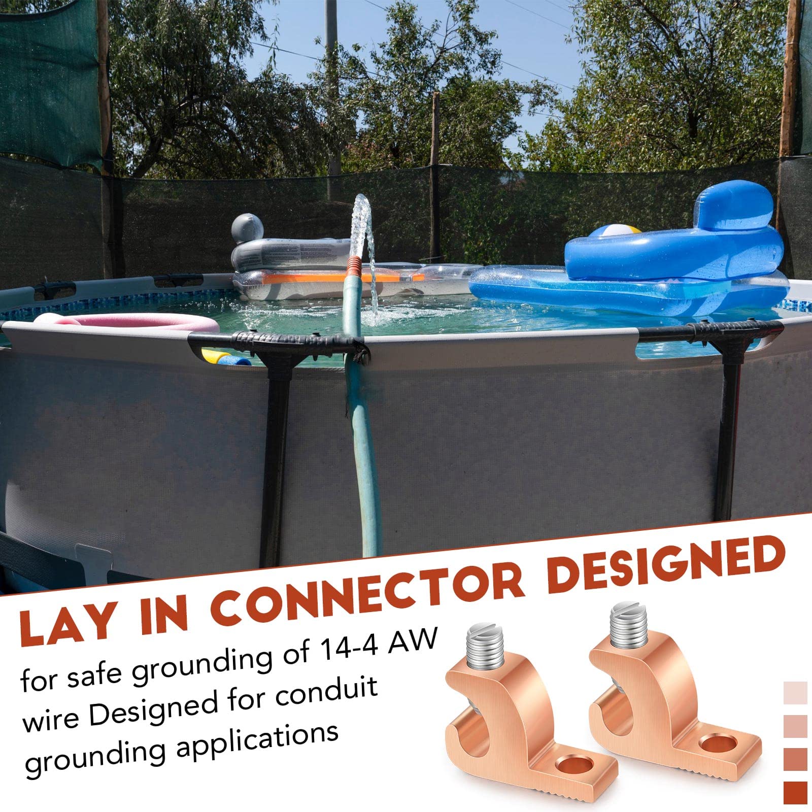 Landhoow 40 Pack Lay in Connector Pool Bonding Lug Copper Conductor Lay in Connector Copper Lay in Lugs AWG for Grounding Swimming Pool and Conduits, 4-14 Wire Range - Image 5