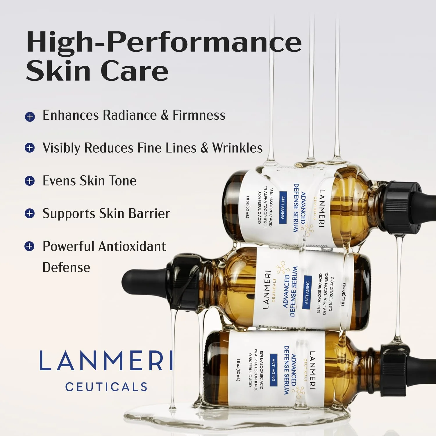 Lanmeri Ceuticals 15% Vitamin C + E + Ferulic Serum: Advanced Antioxidant Defense Formula with 1% Vitamin E & 0.5% Ferulic Acid – High-Stability Vitamin C Serum (1 fl oz) - Image 10