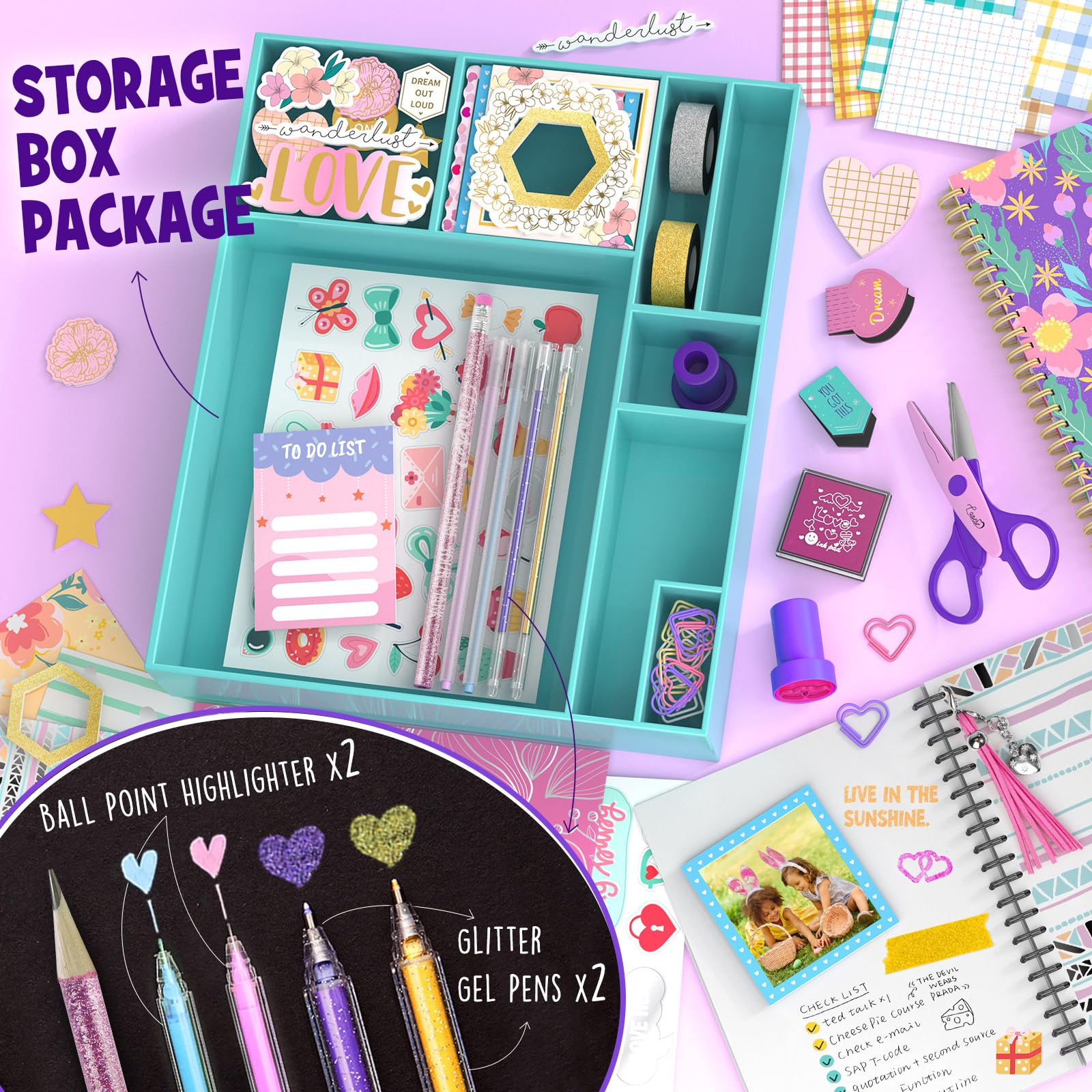 LAOESE 2-Pack DIY Journal Kit for Girls -Christmas Birthday Gifts for Girls 8 9 10 11 12 13 14 Years Old - Arts & Crafts for Teens Trendy Stuff - Scrapbook & Diary Supplies Toys Set - Image 3