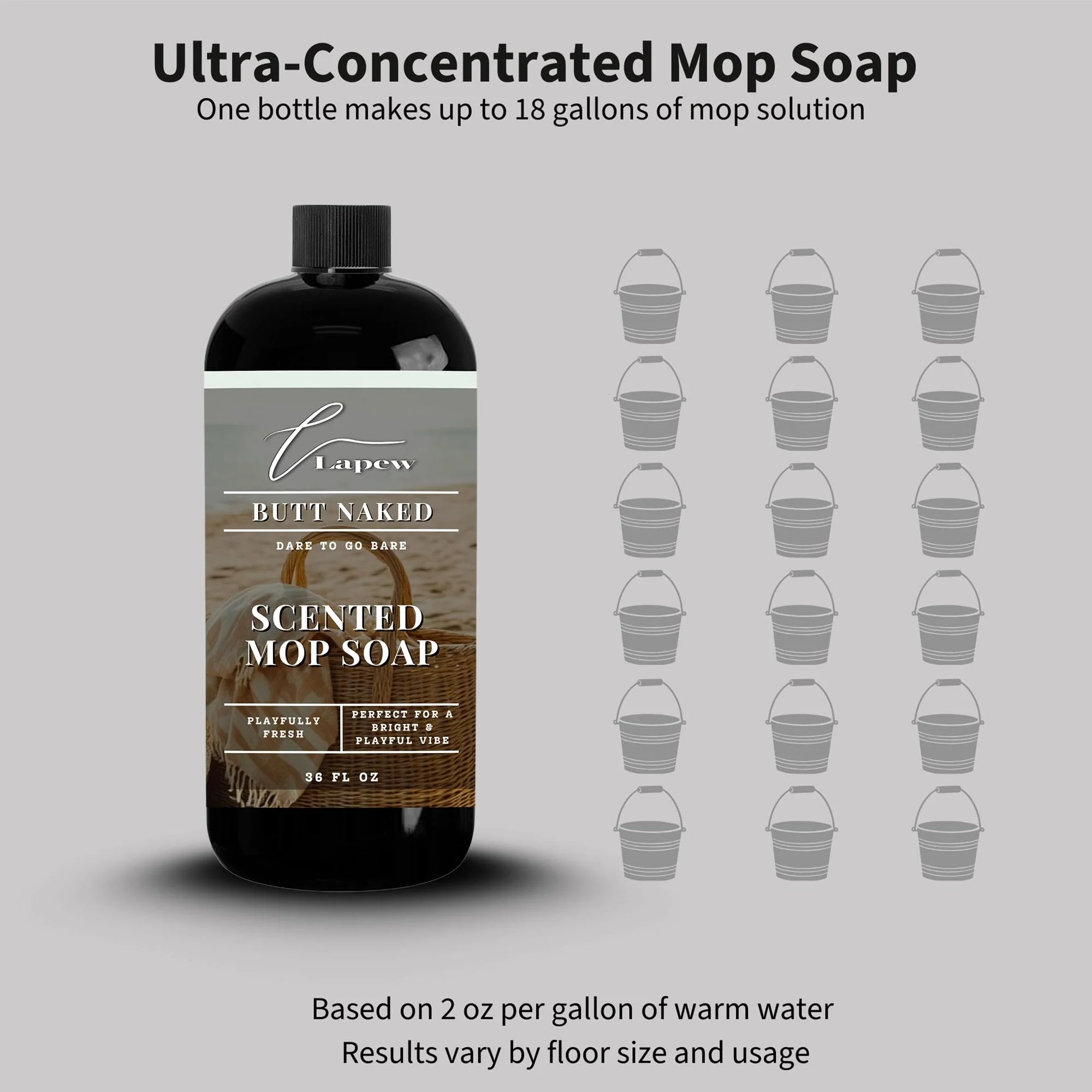 Lapew Butt Naked Scented Mop Soap - Luxury Floor Cleaner Concentrate for Mopping Tile, Laminate, Vinyl & Hardwood | Streak-Free, Low-Foam | 36 oz - Image 7