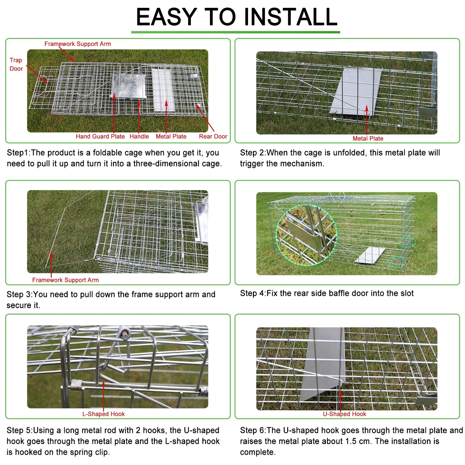 Large Live Animal Trap for Fox,42.5" X15 X17 Extra Large Animal Trap, Live Animal Traps cage for Raccoons Heavy Duty,Fox Traps for Trapping,Coyotes,Humane Catch and Release