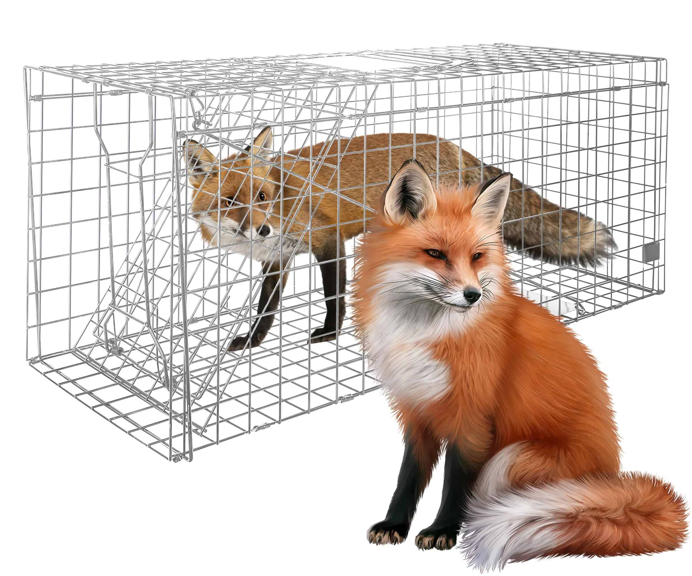 Large Live Animal Trap for Fox,42.5" X15 X17 Extra Large Animal Trap, Live Animal Traps cage for Raccoons Heavy Duty,Fox Traps for Trapping,Coyotes,Humane Catch and Release - Image 2