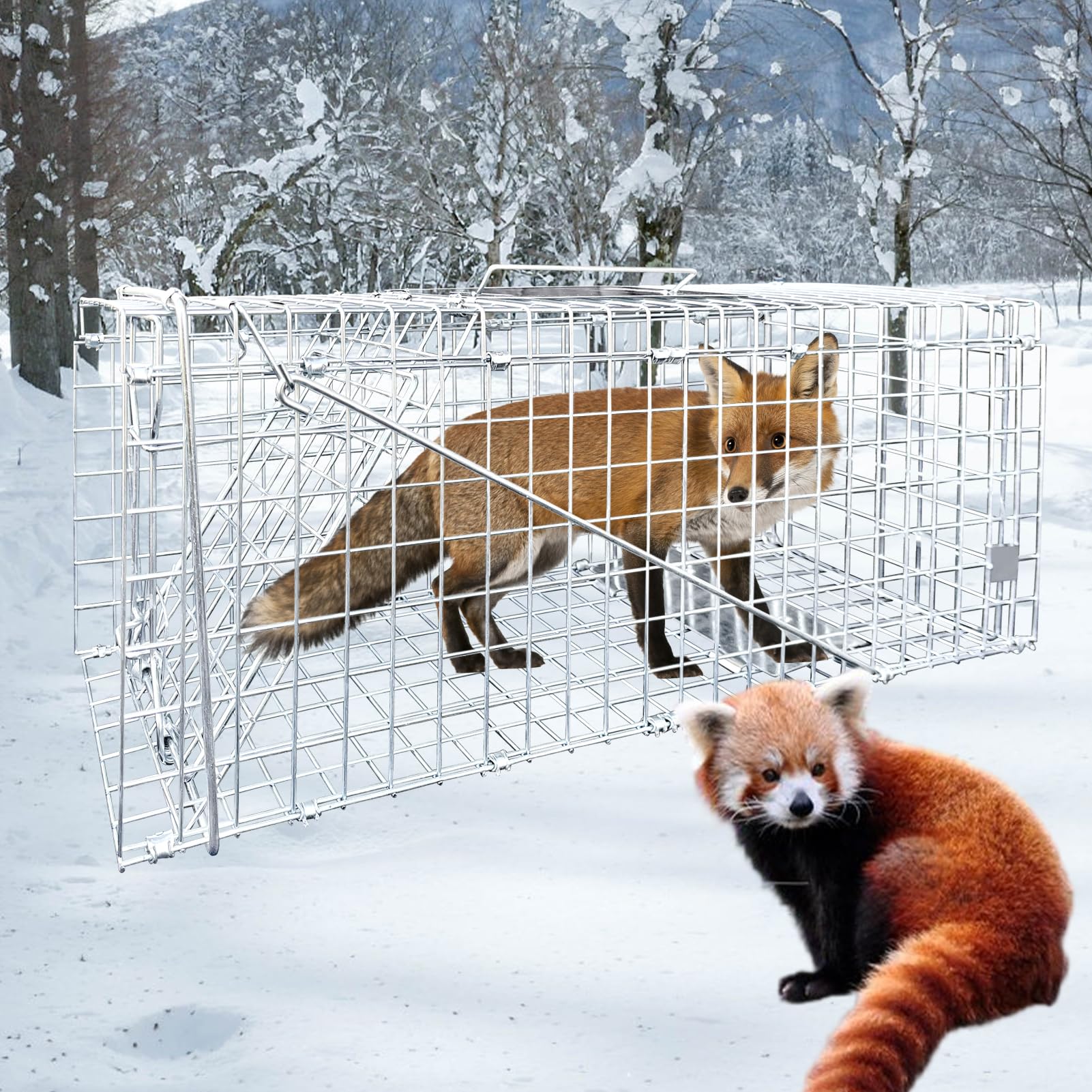Large Live Animal Trap for Fox,42.5" X15 X17 Extra Large Animal Trap, Live Animal Traps cage for Raccoons Heavy Duty,Fox Traps for Trapping,Coyotes,Humane Catch and Release - Image 5