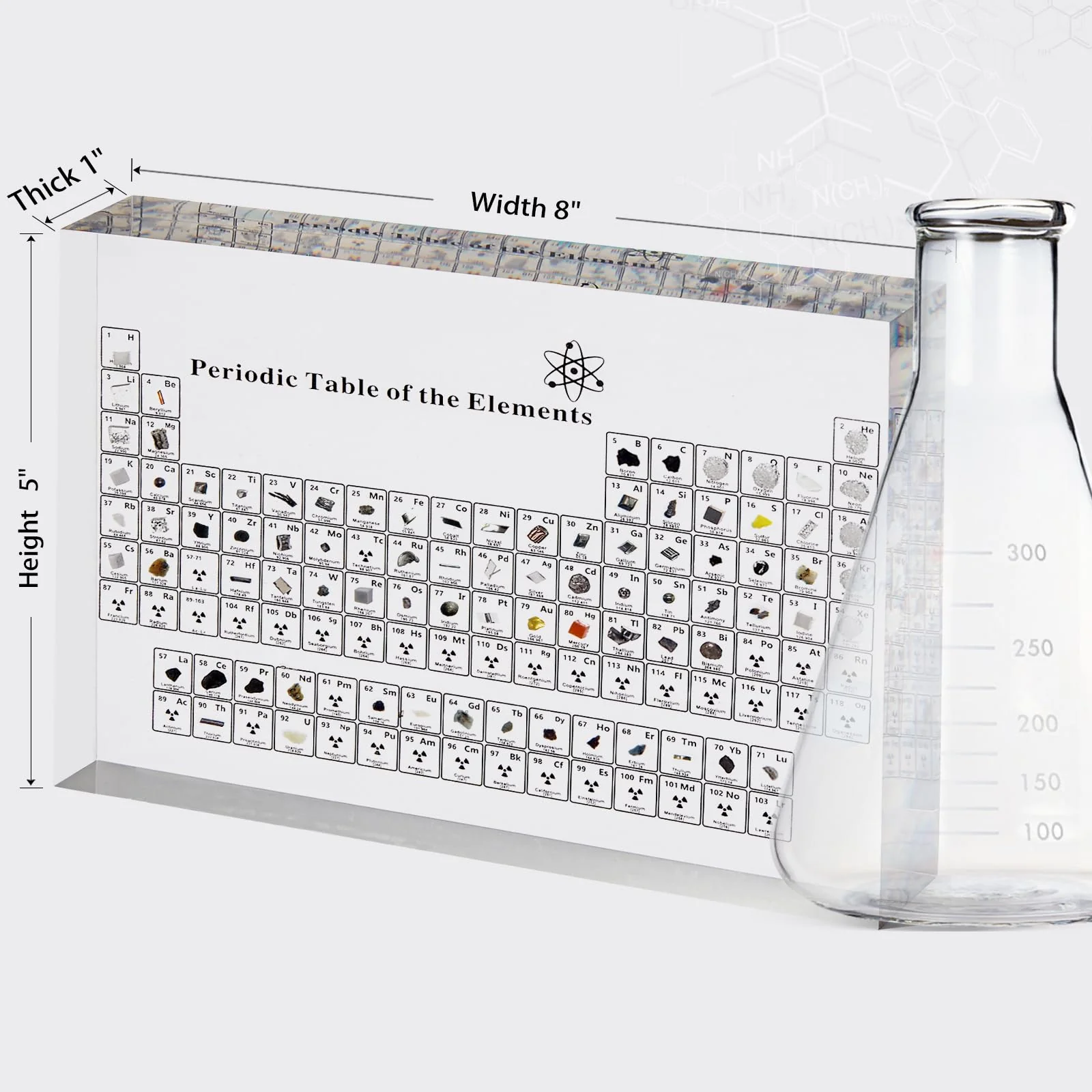 Large Periodic Table with Real Elements Inside, 8 Inch Acrylic Periodic Table Display with 83 Real Elements Samples, Craft Decor, Gift for Kid Students Teacher Science Lovers, 8*5*1 inch. - Image 5