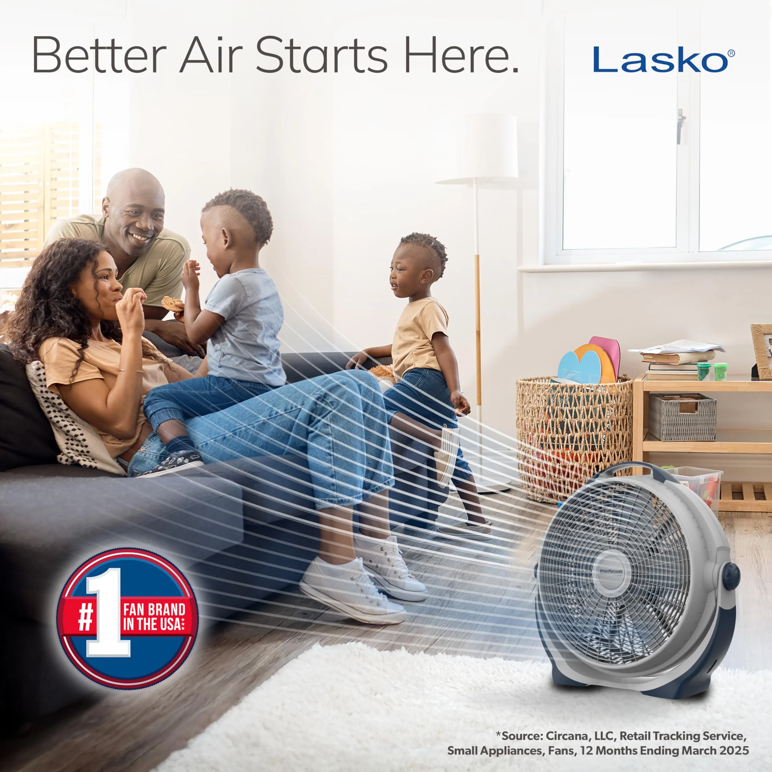 Lasko Wind Machine Fan, Air Circulator Fan with 3 Speeds, 20" Model 3300, Gray - Image 11