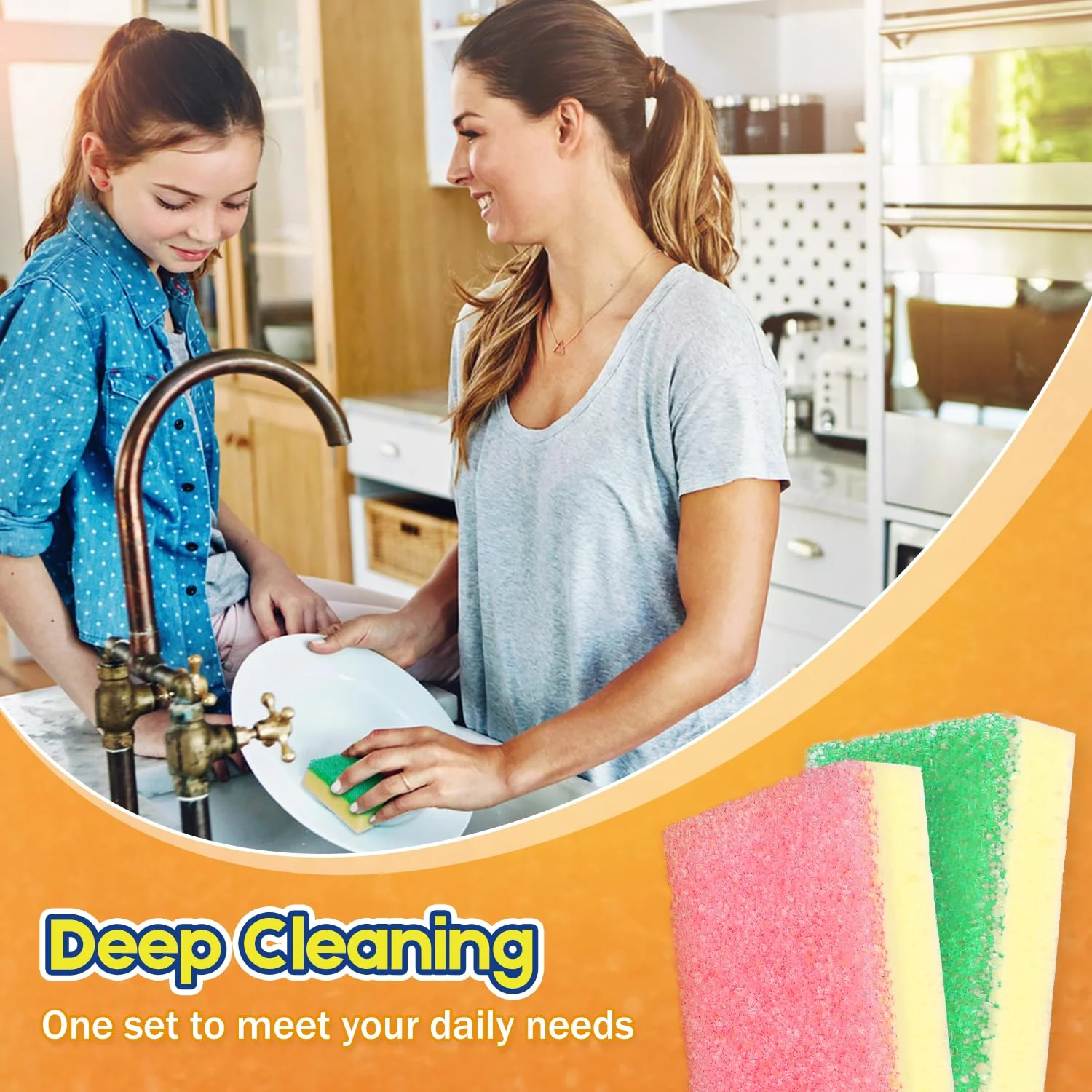 LAUNDRYLUX Scrub Sponge, Dual-Sided Temperature-Responsive Scrubber - Non-Scratch - Multipurpose Dish Sponges for Kitchens, Bathrooms, and Outdoor Use - 12 Pack - Image 3