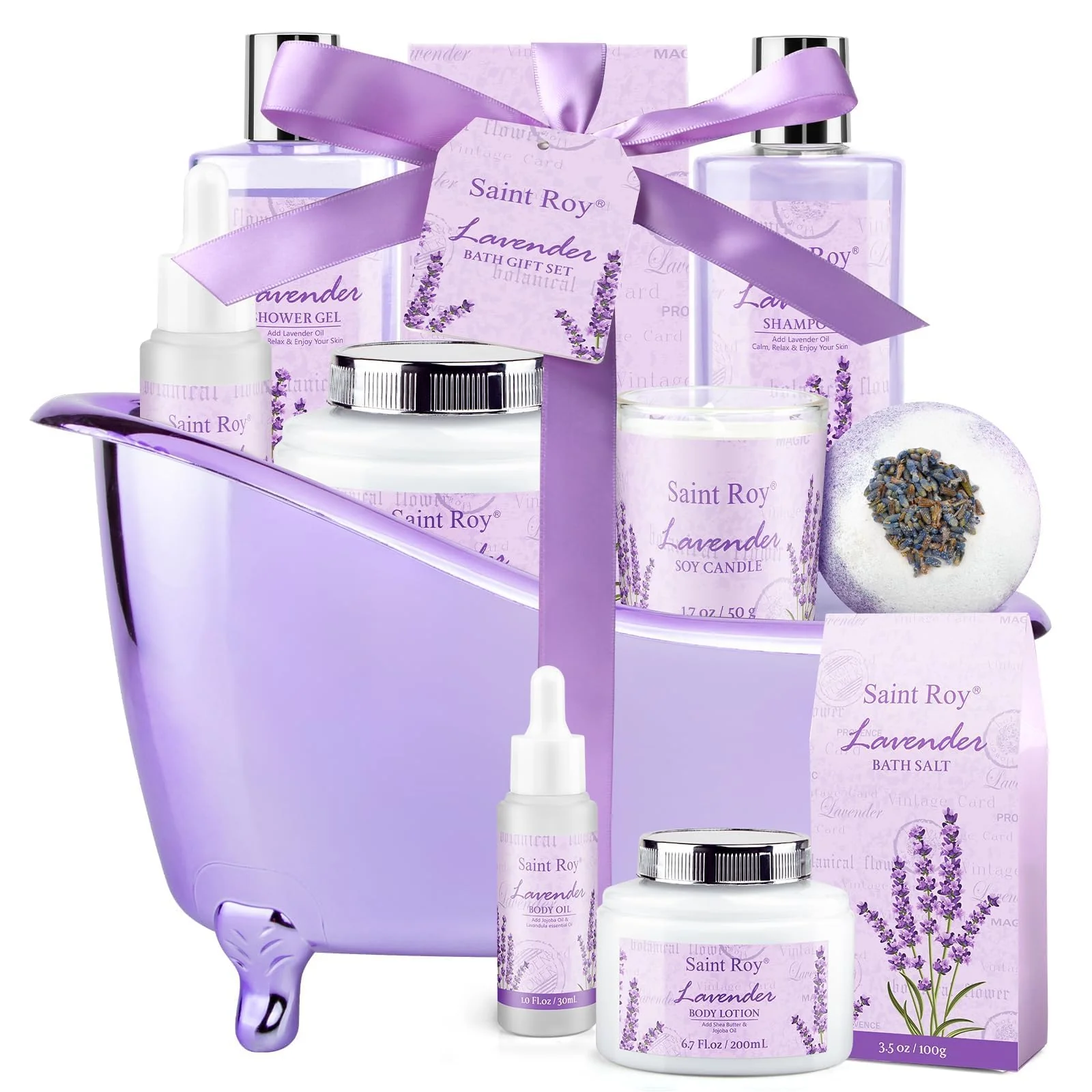 Lavender Bath and Body Gift Basket, Facial Skin Care Set, Spa Kit for Women, Self-Care Relaxation Set, Pamper Kit Self-Care Set, Birthday, Christmas, bath sets for women gift, Mother Day, Anniversary