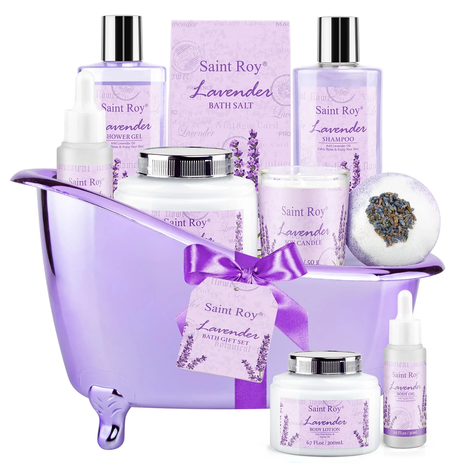 Lavender Bath and Body Gift Basket, Facial Skin Care Set, Spa Kit for Women, Self-Care Relaxation Set, Pamper Kit Self-Care Set, Birthday, Christmas, bath sets for women gift, Mother Day, Anniversary - Image 2