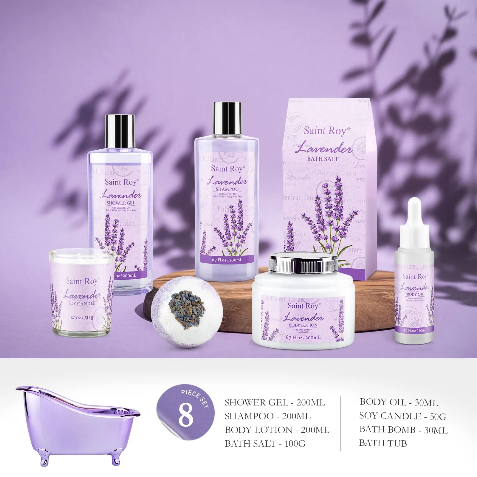 Lavender Bath and Body Gift Basket, Facial Skin Care Set, Spa Kit for Women, Self-Care Relaxation Set, Pamper Kit Self-Care Set, Birthday, Christmas, bath sets for women gift, Mother Day, Anniversary - Image 9
