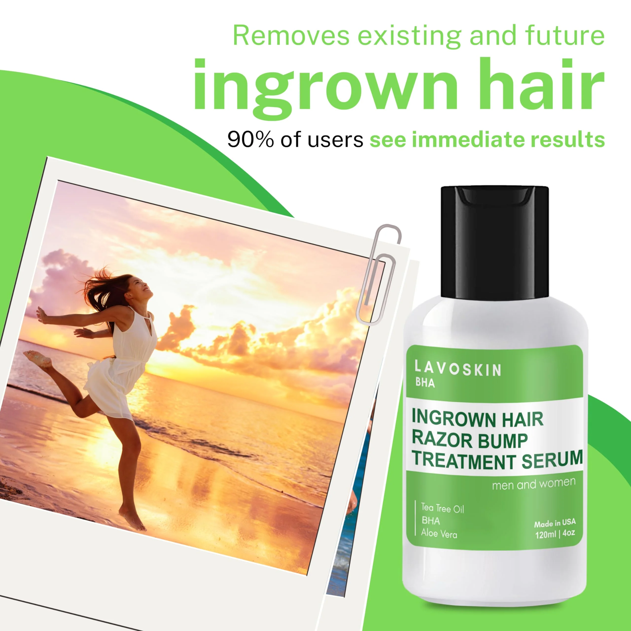 LAVO Tea Tree Gel w/Salicylic Acid - BEST Ingrown Hair Treatment - Razor Bump and Burn Remover - Bikini Lines & Acne - Use After Shaving, Hair Removal, Waxing, Laser, Electrolysis - for Men and Women - Image 3