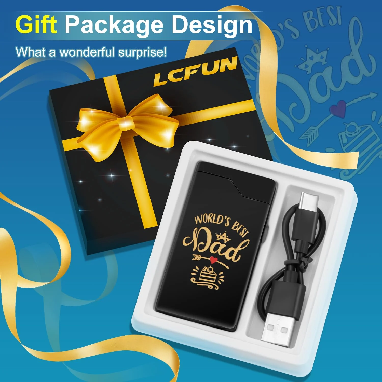 LcFun Dad Gifts for Fathers Day, Electric Lighter USB Rechargeable, Plasma Dual Arc Lighters, Windproof Flameless Lighter, Personalized Fathers Day Dad Gifts - Image 2
