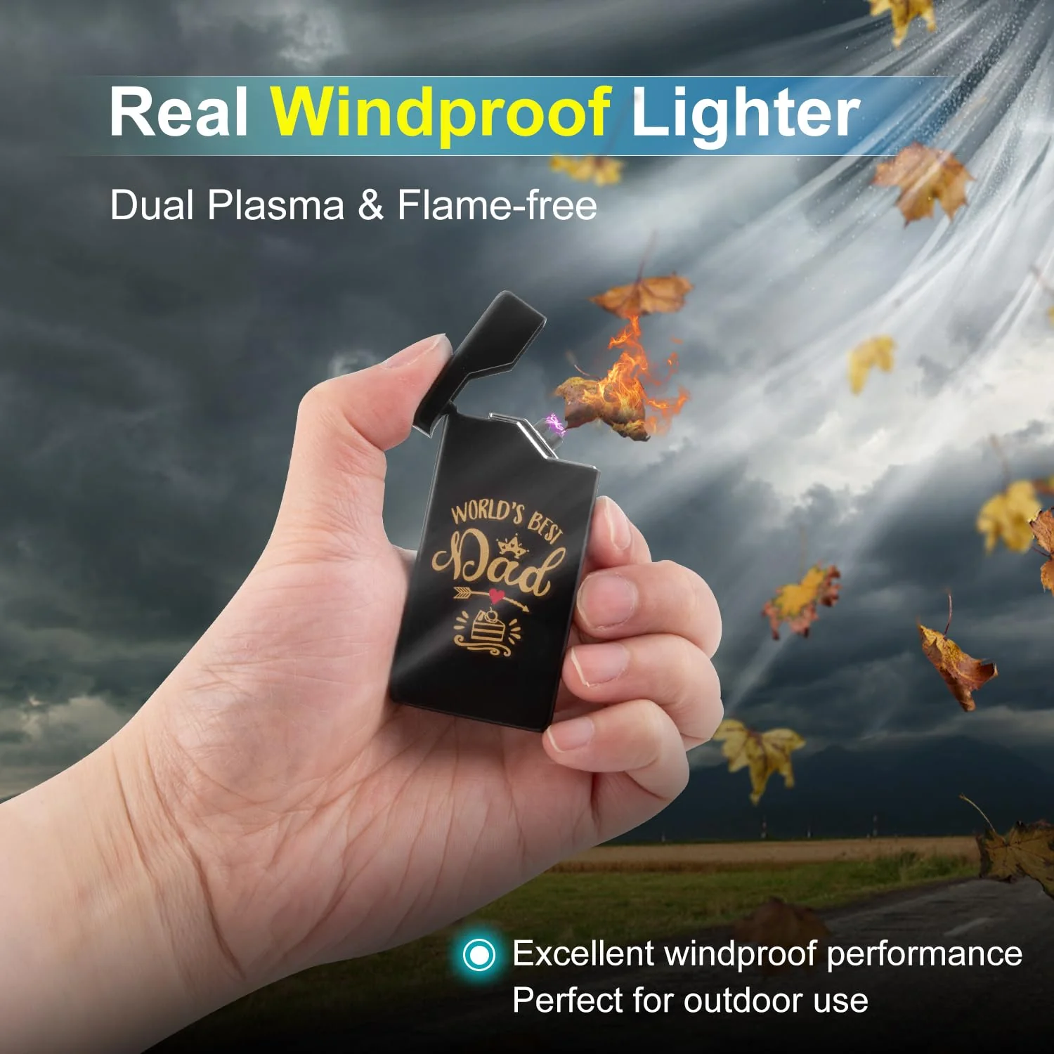 LcFun Dad Gifts for Fathers Day, Electric Lighter USB Rechargeable, Plasma Dual Arc Lighters, Windproof Flameless Lighter, Personalized Fathers Day Dad Gifts - Image 5