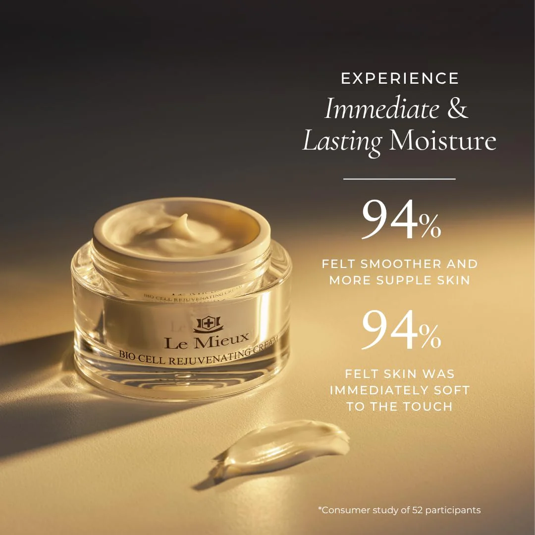 Le Mieux Bio Cell Rejuvenating Cream - Triple Peptide Facial Moisturizer with Hyaluronic Acid, Squalane & Rose Hip, Night & Day Cream for Face & Neck, No Parabens or Sulfates (1.75 oz / 52 ml) - Image 6