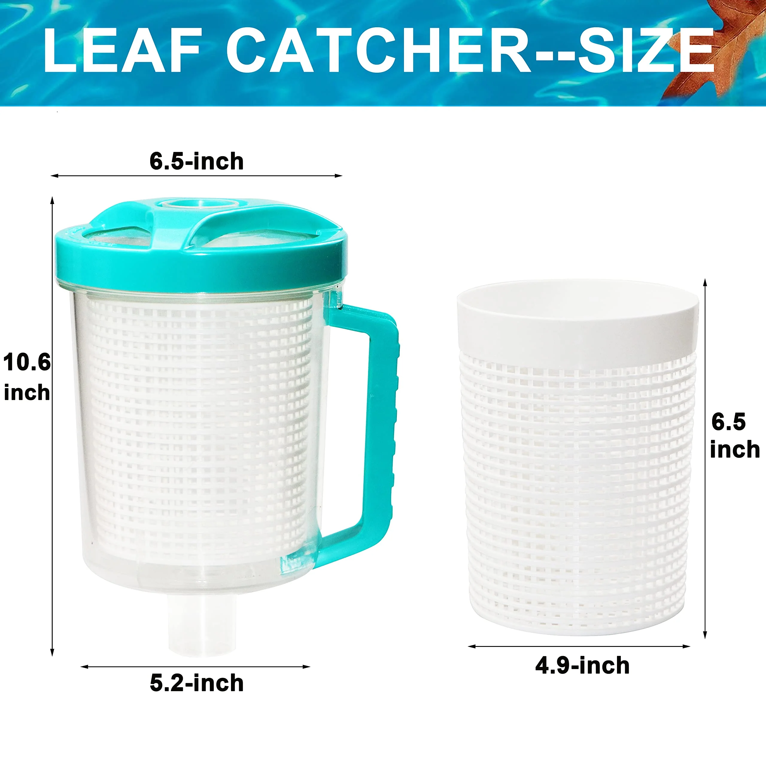 Leaf Canister Catcher In-line Leaf Canister for Pool & Spa, With Mesh Basket & 5 Skimmer Socks, For Suction Manual & Automatic Pool Cleaners (White) - Image 5
