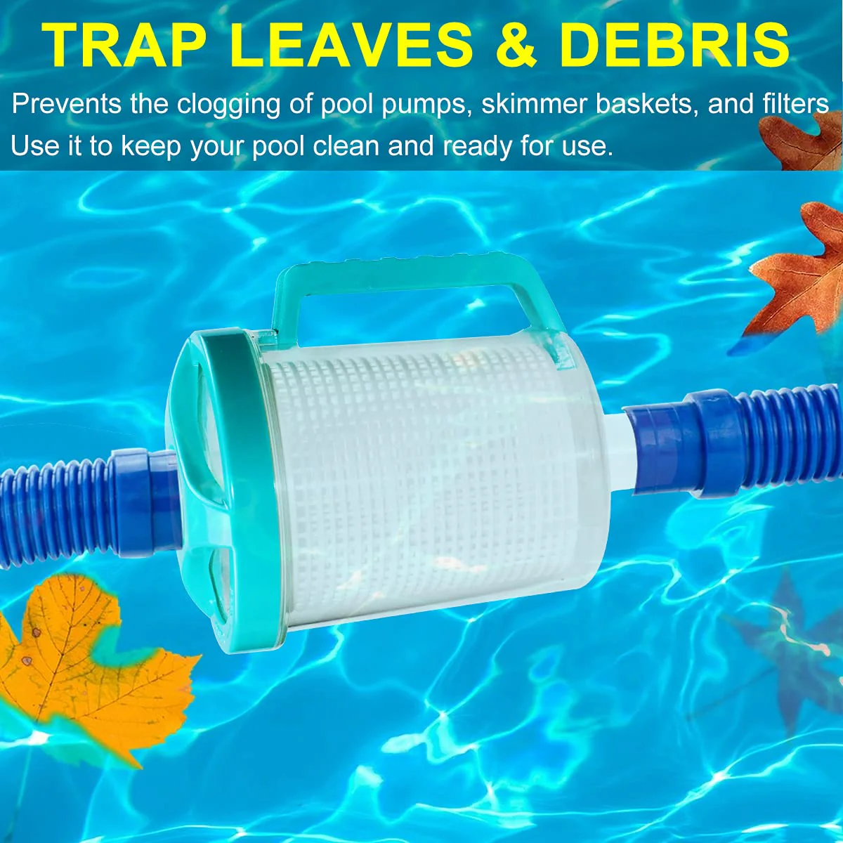 Leaf Canister Catcher In-line Leaf Canister for Pool & Spa, With Mesh Basket & 5 Skimmer Socks, For Suction Manual & Automatic Pool Cleaners (White) - Image 7