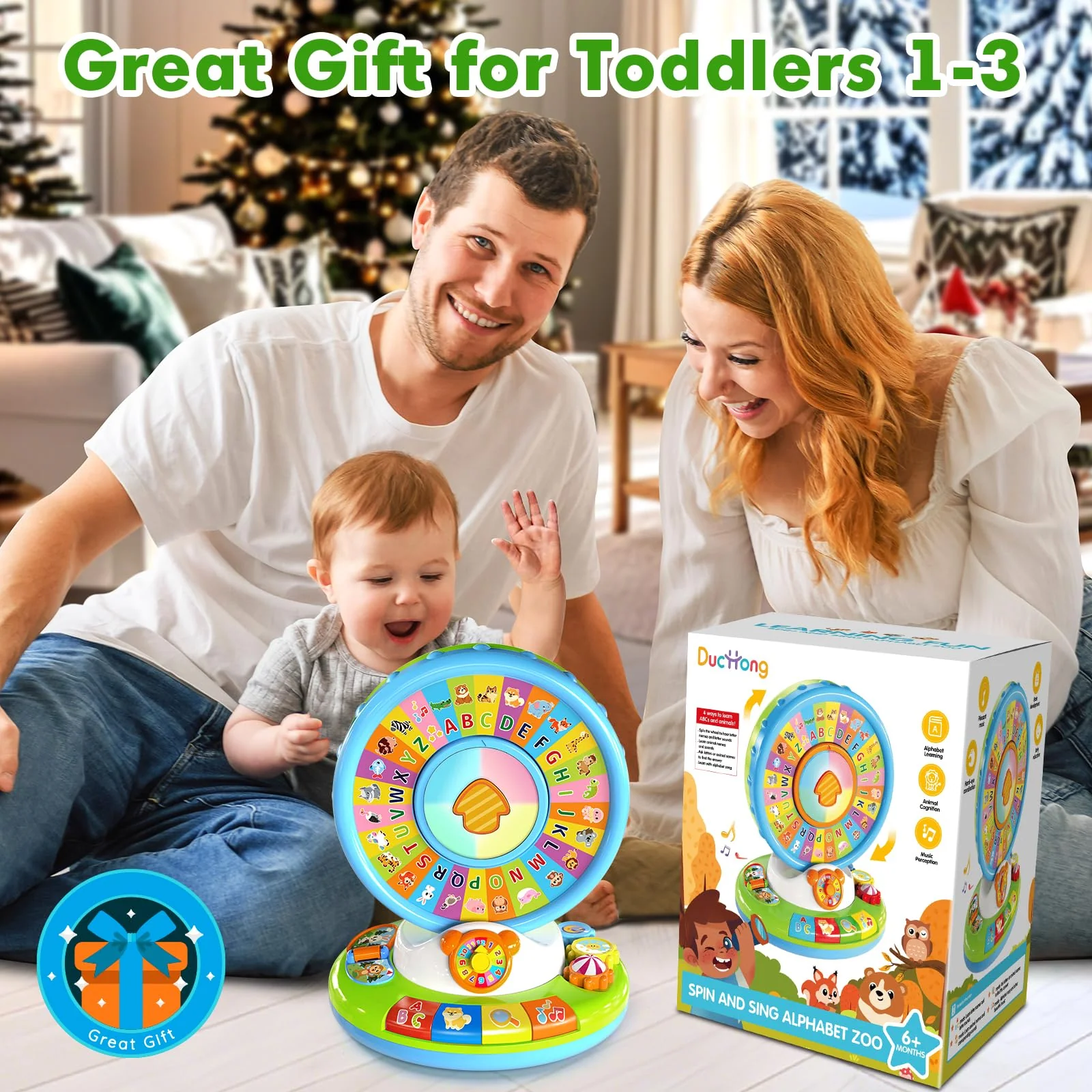 Learning Toy for Kids 1 2 3 Year Old Boys Girls, Spin and Sing Alphabet Zoo with Sounds, Interactive Educational Toys for Toddler 2-3, First Christmas 1st Birthday Gifts Toy - Image 3
