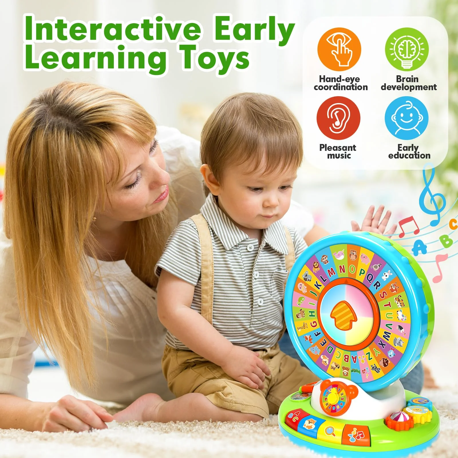 Learning Toy for Kids 1 2 3 Year Old Boys Girls, Spin and Sing Alphabet Zoo with Sounds, Interactive Educational Toys for Toddler 2-3, First Christmas 1st Birthday Gifts Toy - Image 4