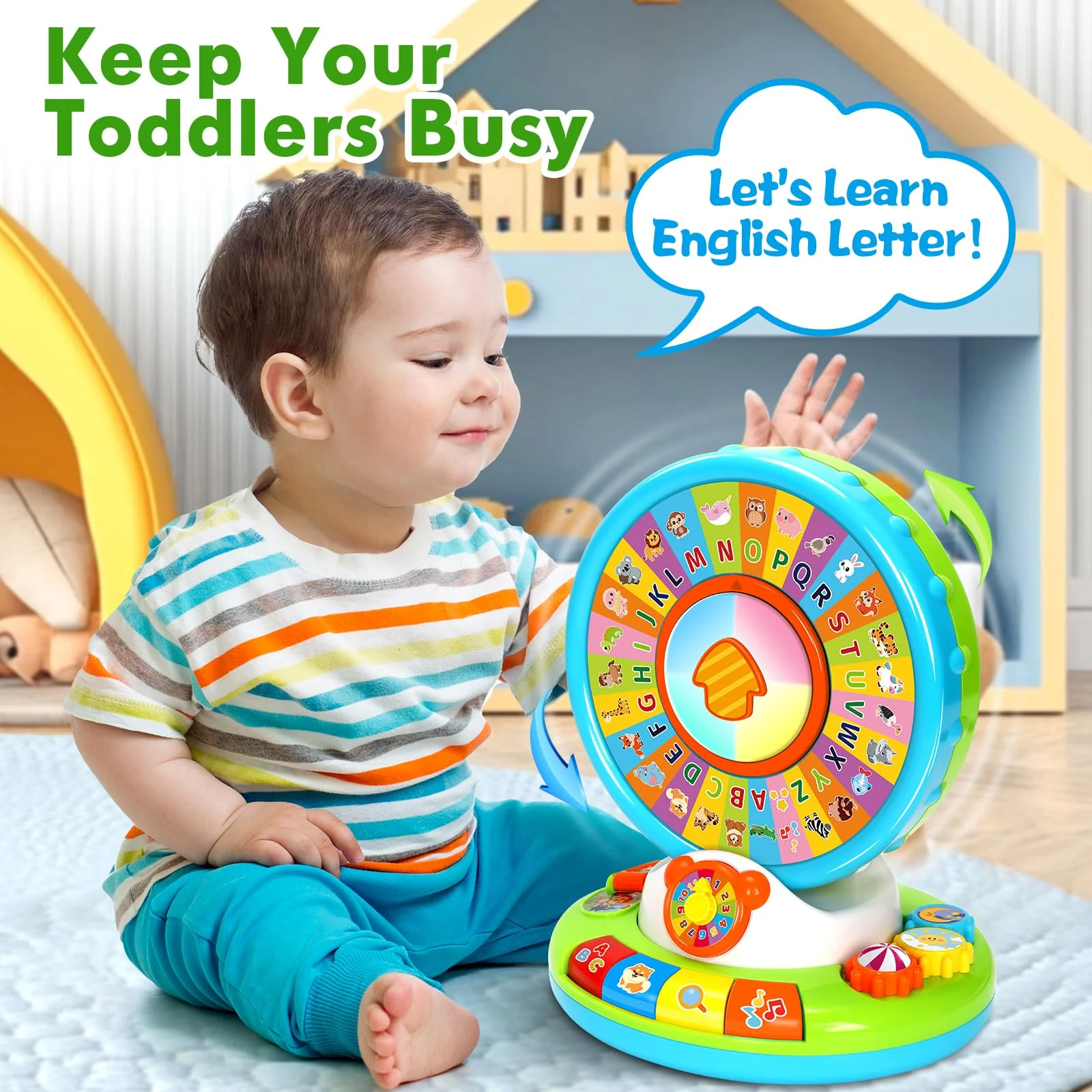 Learning Toy for Kids 1 2 3 Year Old Boys Girls, Spin and Sing Alphabet Zoo with Sounds, Interactive Educational Toys for Toddler 2-3, First Christmas 1st Birthday Gifts Toy - Image 5