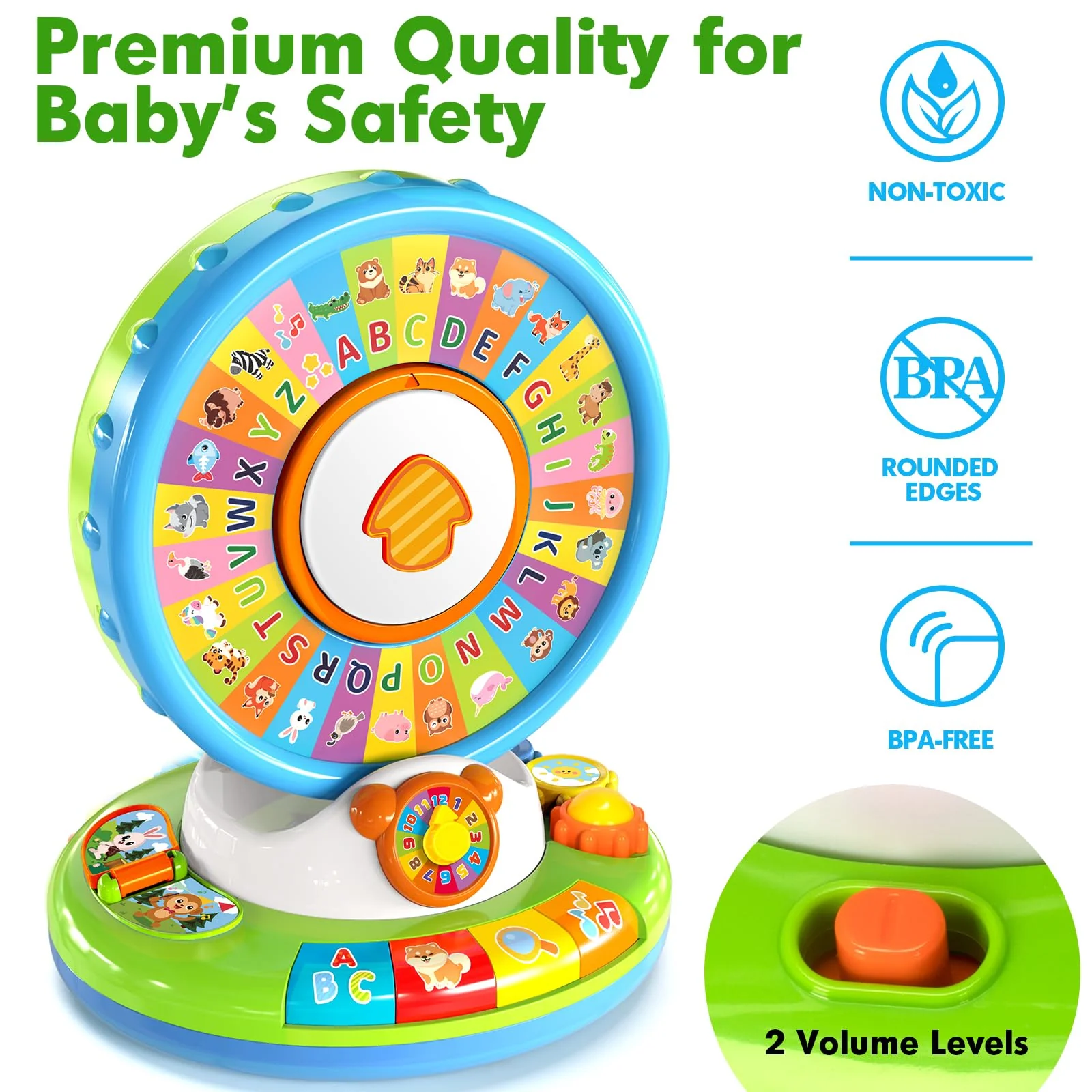 Learning Toy for Kids 1 2 3 Year Old Boys Girls, Spin and Sing Alphabet Zoo with Sounds, Interactive Educational Toys for Toddler 2-3, First Christmas 1st Birthday Gifts Toy - Image 6