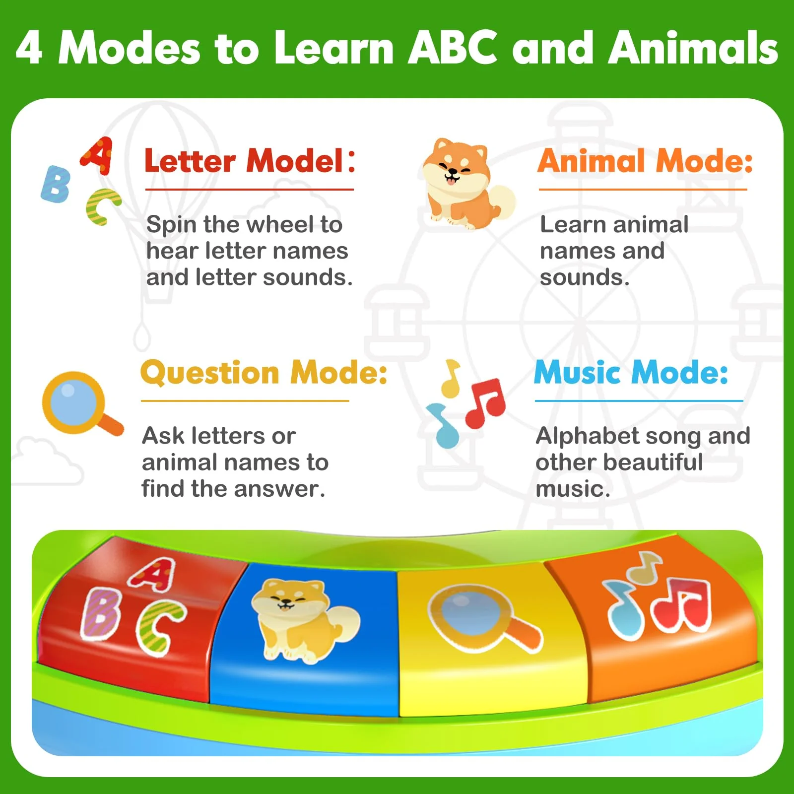Learning Toy for Kids 1 2 3 Year Old Boys Girls, Spin and Sing Alphabet Zoo with Sounds, Interactive Educational Toys for Toddler 2-3, First Christmas 1st Birthday Gifts Toy - Image 7