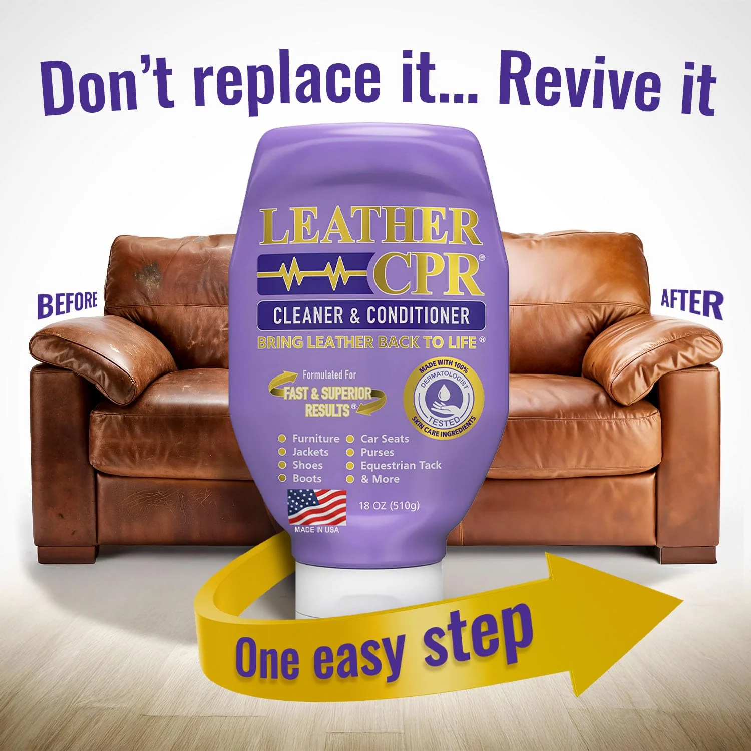 Leather CPR Cleaner & Conditioner 18oz - Cleans, Conditions, Restores & Protects Leather Furniture, Handbags, Car Seats, Interior, Jackets, Boots, Purses, Shoes, Couch, Saddles, Tack & More - Image 5