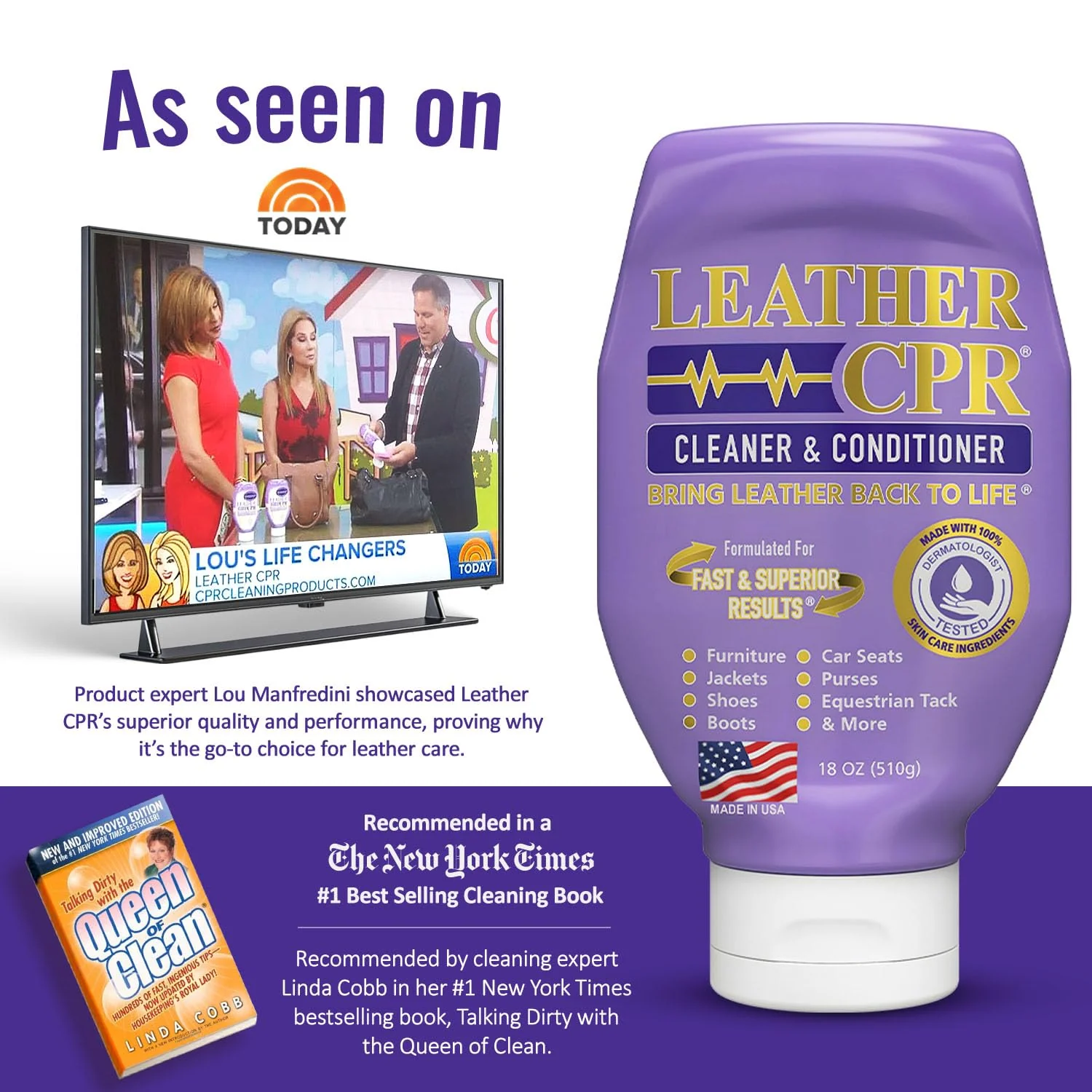 Leather CPR Cleaner & Conditioner 18oz - Cleans, Conditions, Restores & Protects Leather Furniture, Handbags, Car Seats, Interior, Jackets, Boots, Purses, Shoes, Couch, Saddles, Tack & More - Image 8
