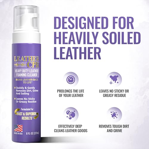 Leather CPR Heavy Duty Leather Foaming Cleaner - 8 oz - Car Interior Cleaner For Heavy Dirt & Grime, Heavily Soiled Furniture Leather Cleaner For Couch, Car Seat,Purses, Shoes, Boots, & More - Image 6