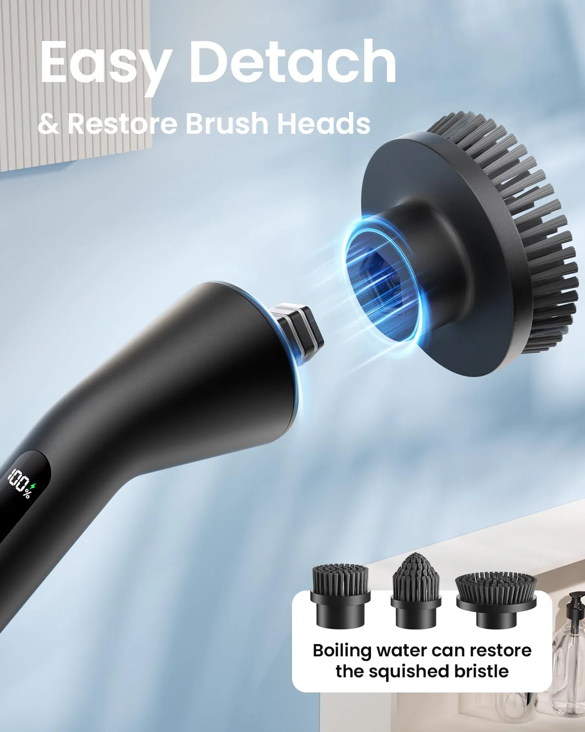 Leebein Electric Spin Scrubber, 2026 Upgraded Cordless Cleaning Brush Bathroom Scrubber, IPX7 Waterproof Electric Scrubber with 7 Brush Heads, Extendable Long Handle Power Scrubber for Bathtub Floor - Image 5