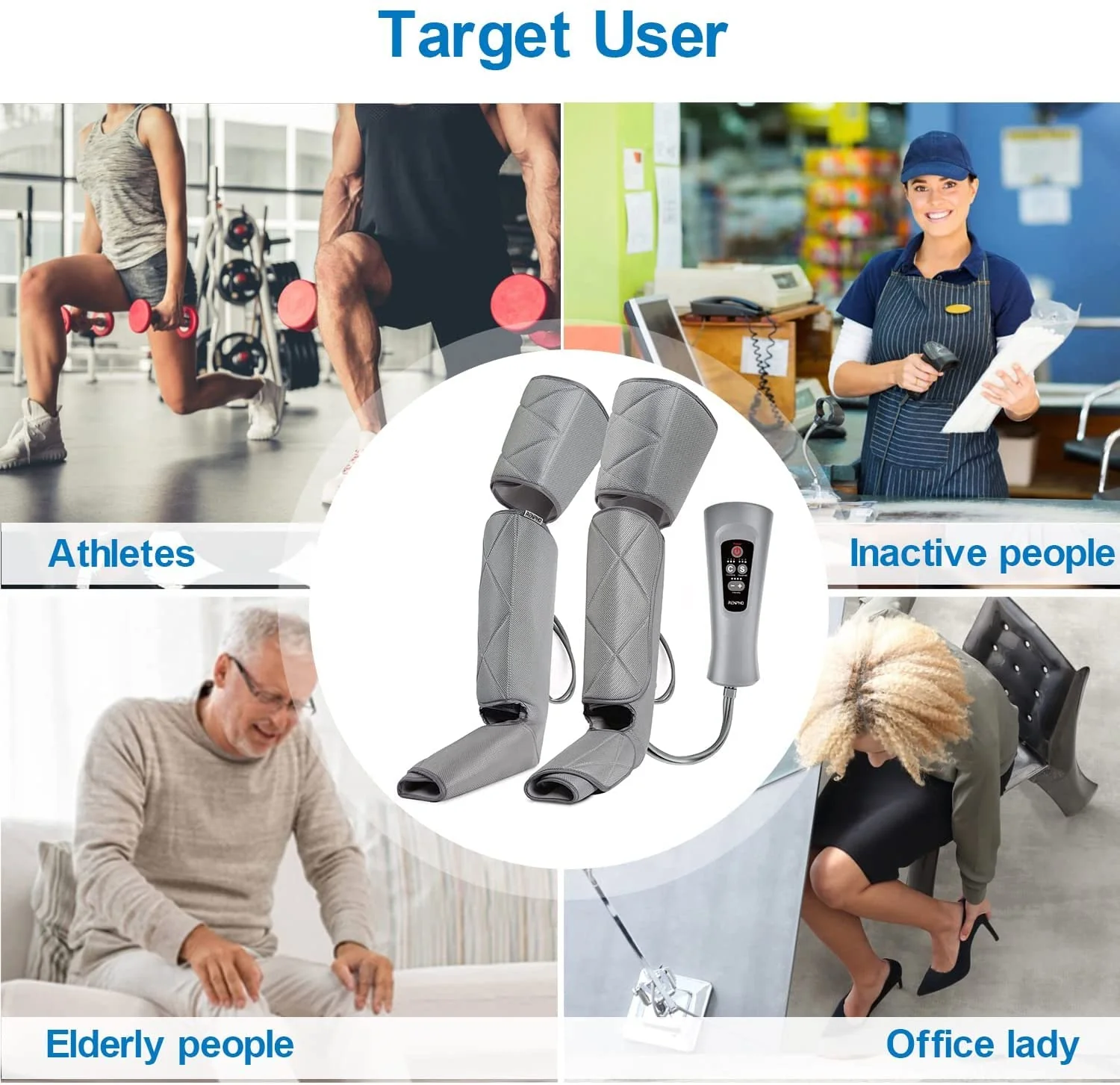 Leg Massager for Circulation - Foot and Calf Massager, Air Compression Leg Wraps Massage Boots Machine for Home Use Leg Massage - scd Machine for Calf, Thigh and Foot Massager, FSA or HSA Eligible - Image 8