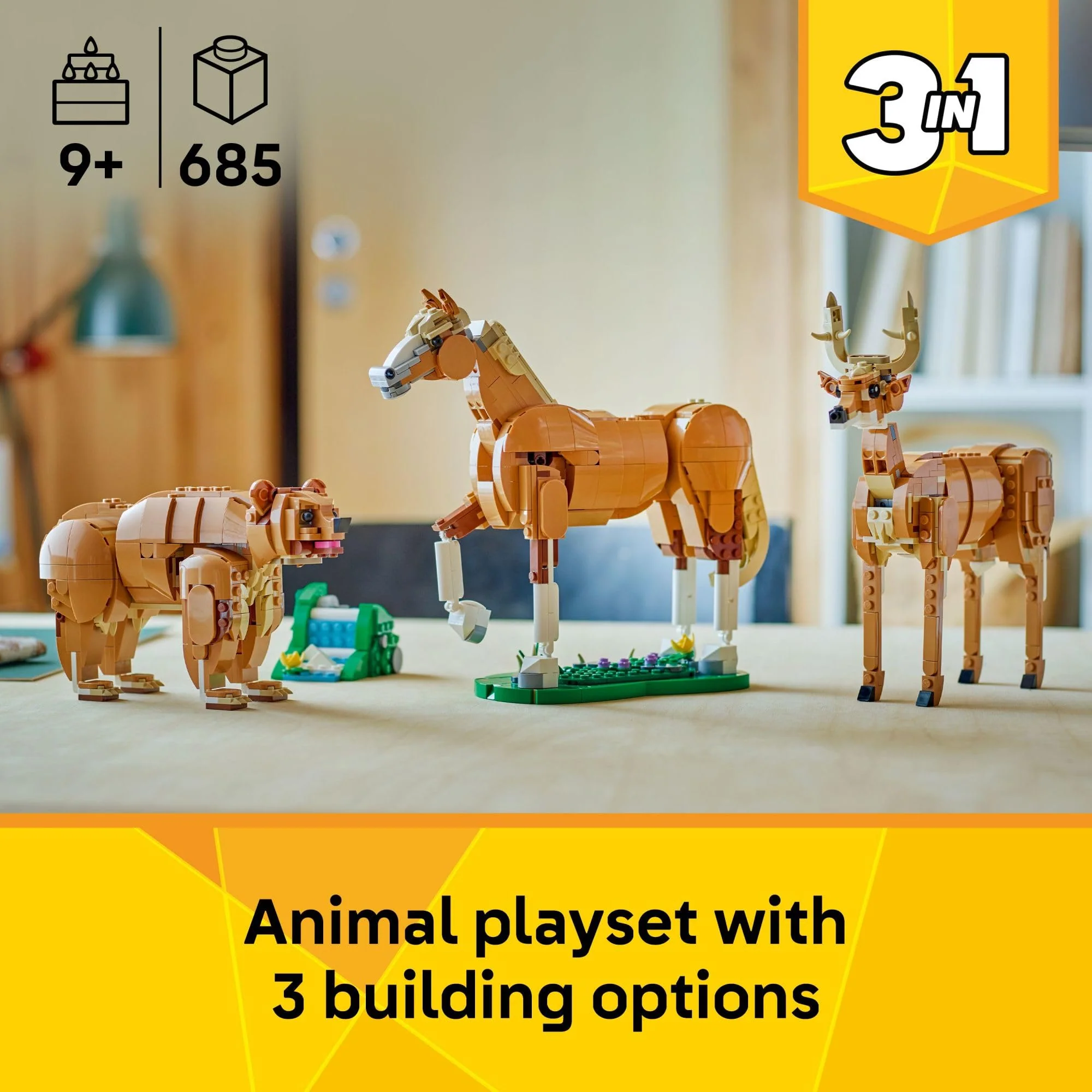 LEGO Creator 3 in 1 Beautiful Horse Building Toy for Kids - Learning Toy for Girls & Boys, Ages 9+ - Build a Horse, Bear, or Deer - Gift for Christmas - 31166 - Image 6