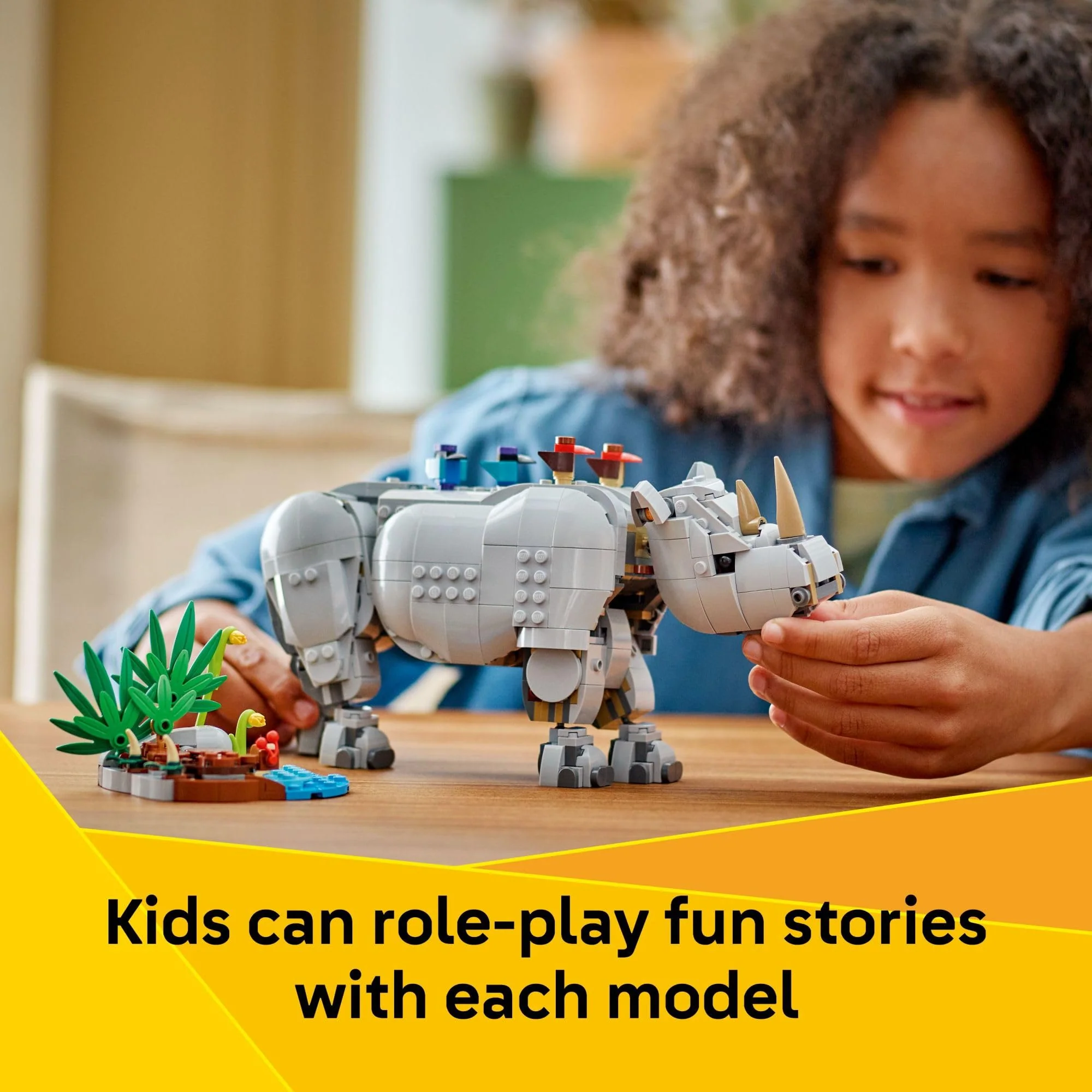 LEGO Creator 3 in 1 Wild Animals: Majestic Rhino with Birds Building Toys for Kids - Safari Pretend Play Toys for Girls & Boys, Ages 9+ - Gift for Christmas - 31171 - Image 6
