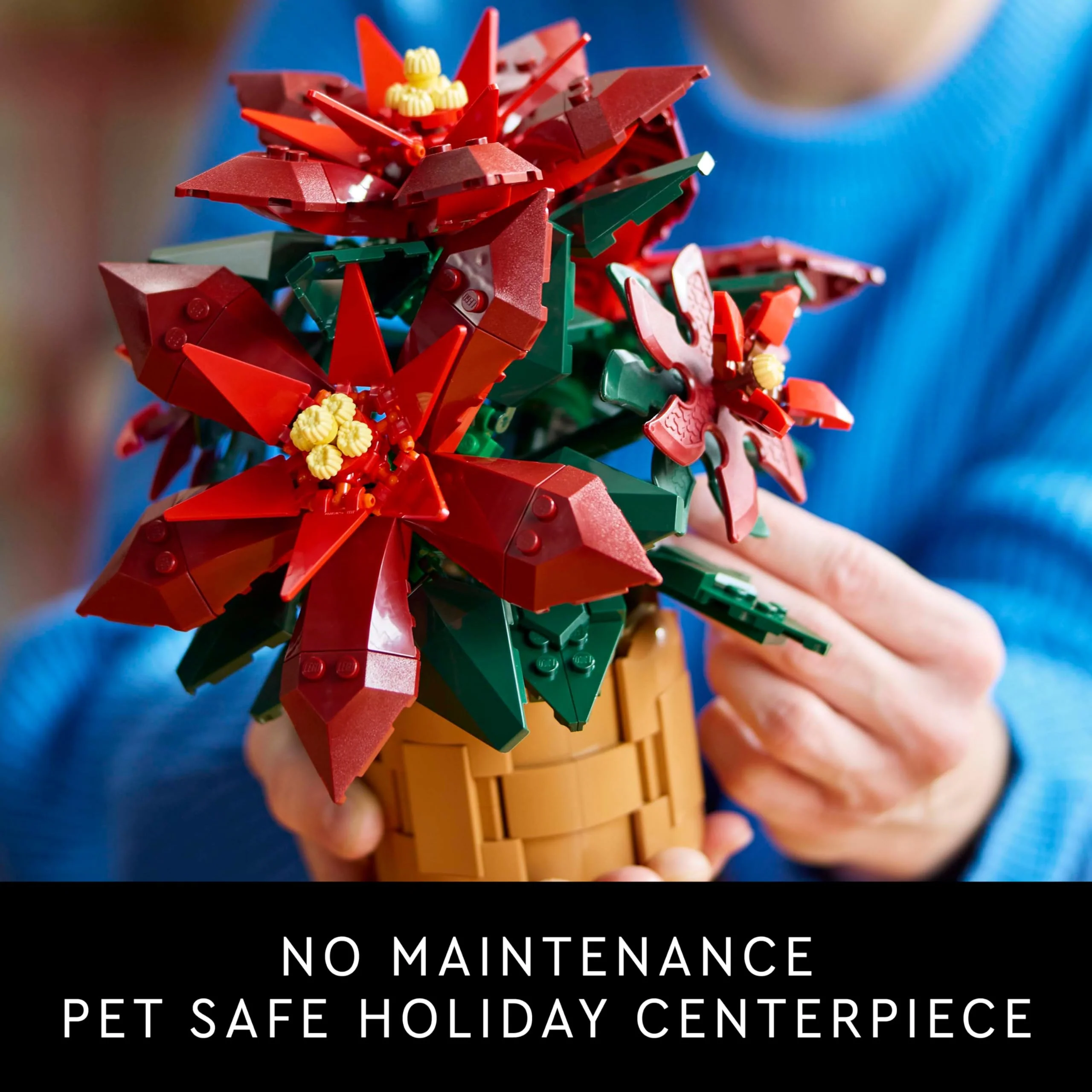 LEGO Icons Poinsettia Building Sets for Adults - Artificial Flowers for Decoration - Christmas Flowers for Table Centerpiece - 10370 - Image 2