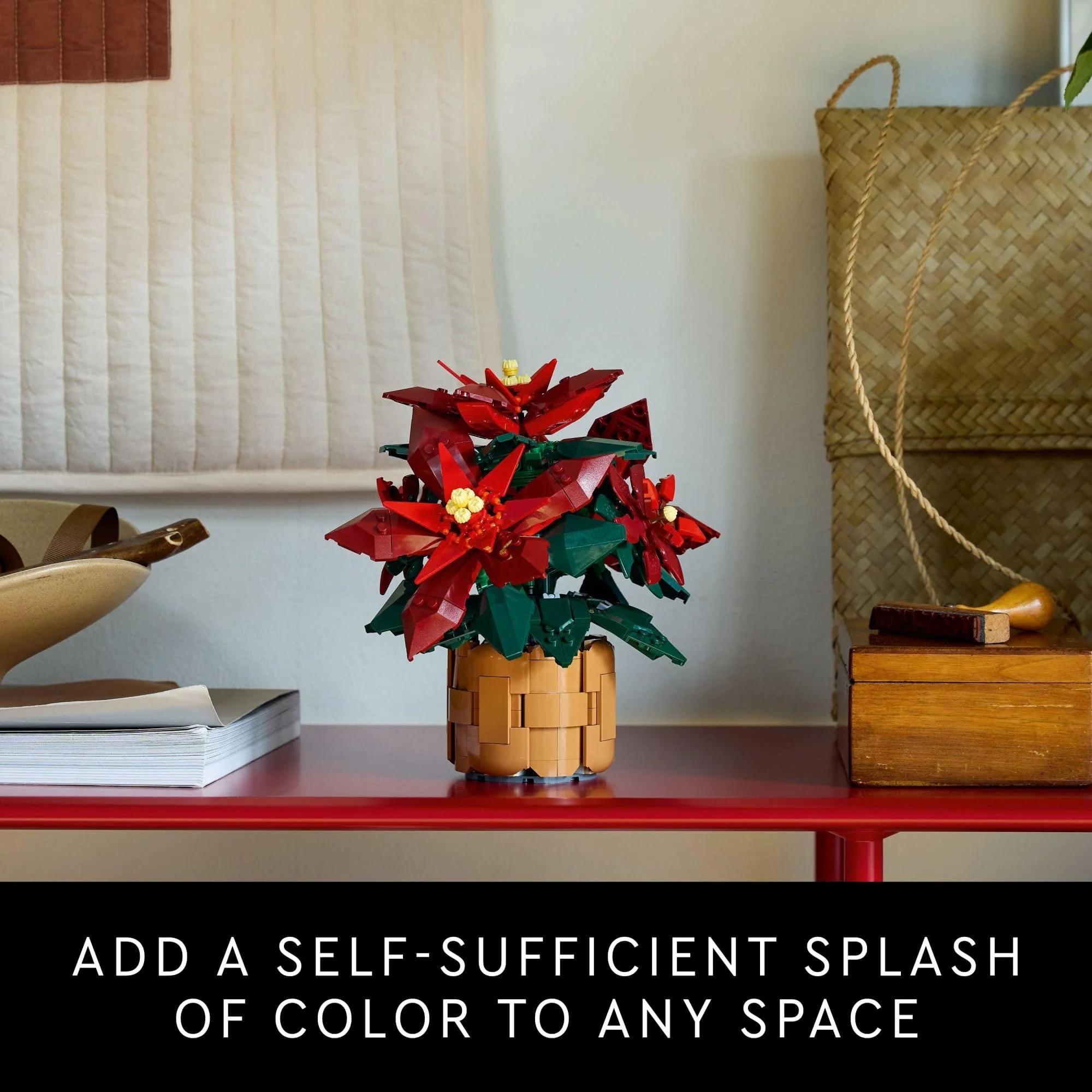 LEGO Icons Poinsettia Building Sets for Adults - Artificial Flowers for Decoration - Christmas Flowers for Table Centerpiece - 10370 - Image 3