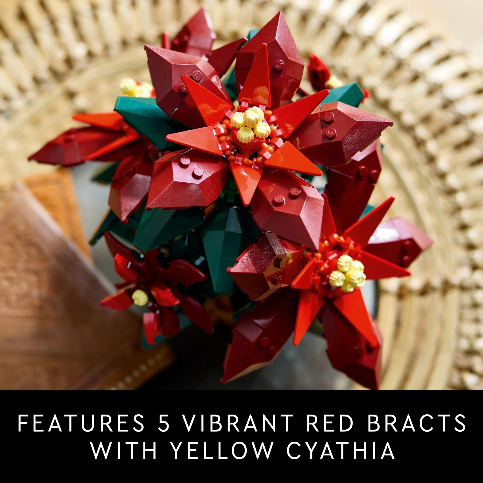 LEGO Icons Poinsettia Building Sets for Adults - Artificial Flowers for Decoration - Christmas Flowers for Table Centerpiece - 10370 - Image 6