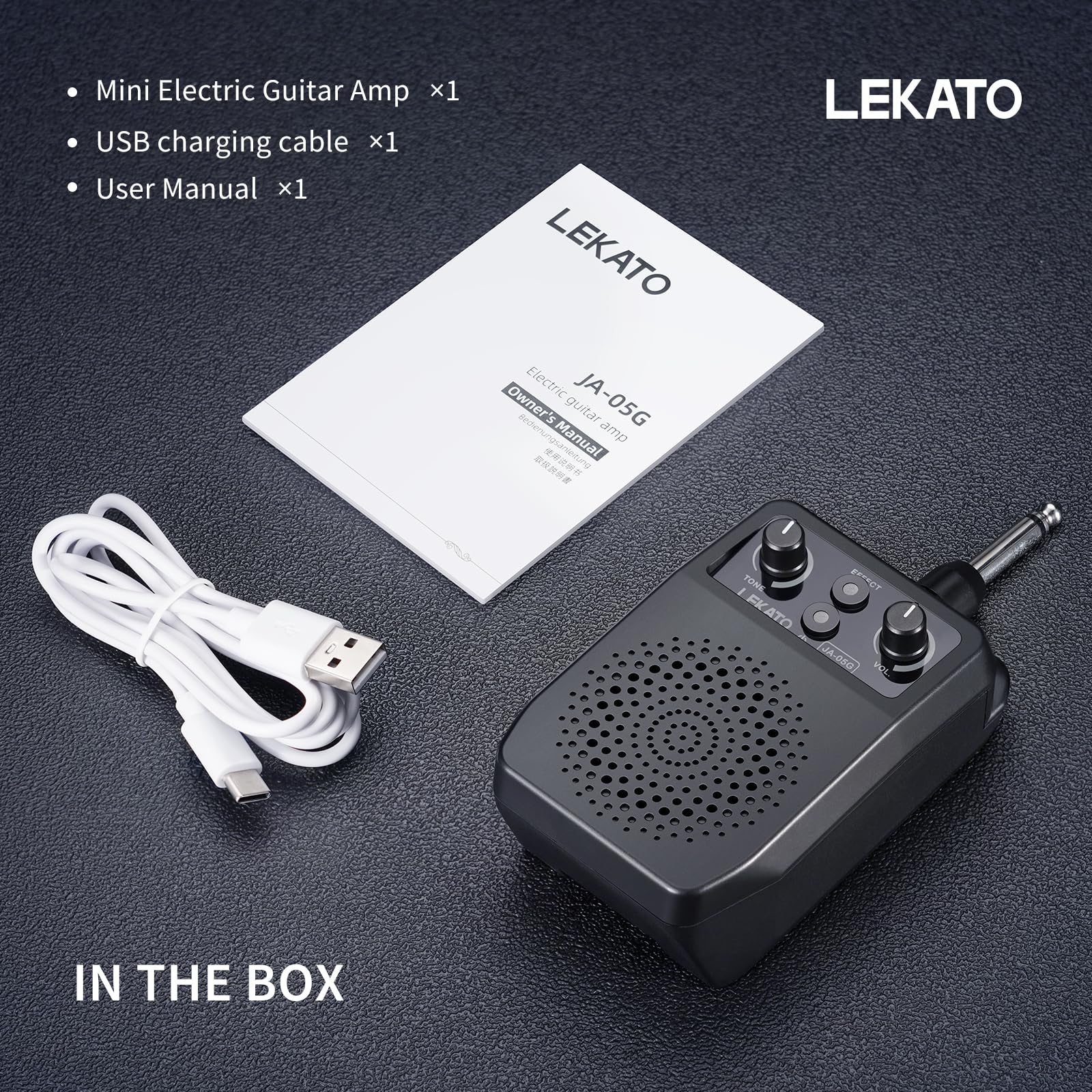 LEKATO Mini Electric Guitar Amp 5W, Portable Guitar Amp Bluetooth with Built-in 4 Effects, Clean Distortion Overdrive Reverb, Rechargeable Small Amplifier for Practice, Black (JA-05G) - Image 2