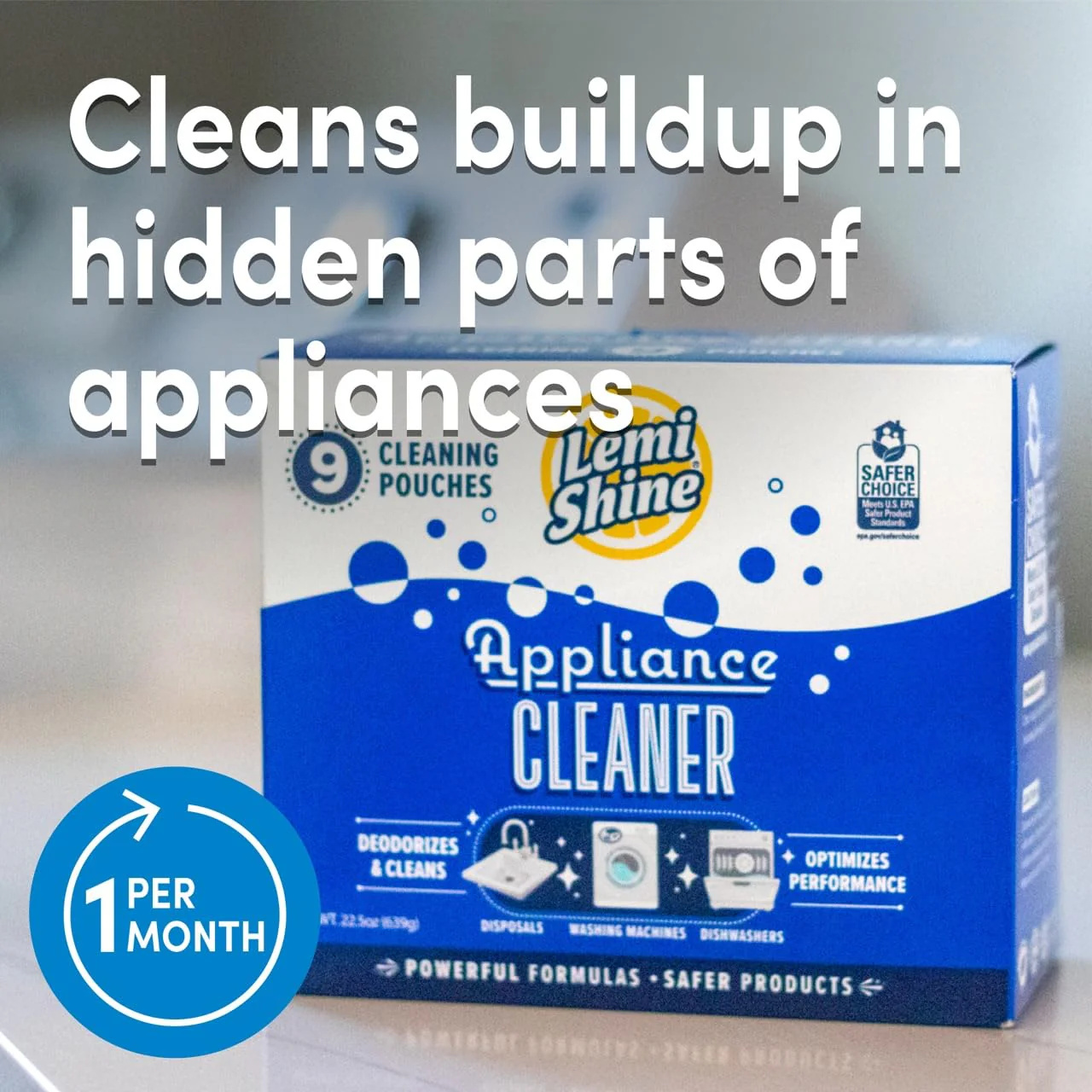 Lemi Shine Appliance Cleaner & Deodorizer - Dishwasher, Washing Machine, and Garbage Disposal Citric Acid Cleaner - 22.5 oz (9 Pack) - Image 7