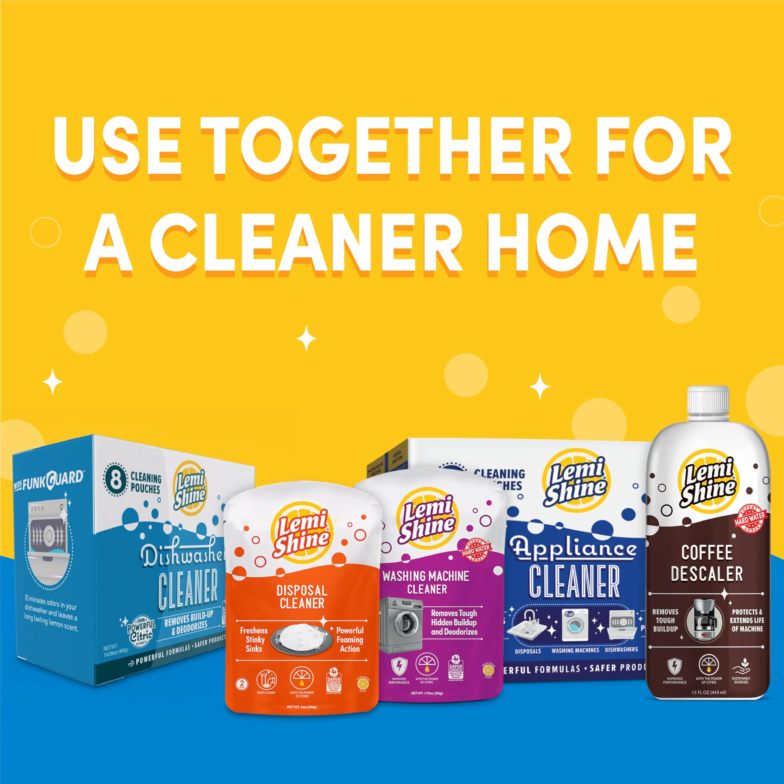 Lemi Shine Natural Dishwasher Cleaner - Hard Water Citric Acid Cleaning Powder - Lemon Scented Eco-Friendly Dishwasher Cleaner & Deodorizer - 14.08 oz (8 Pack) - Image 2