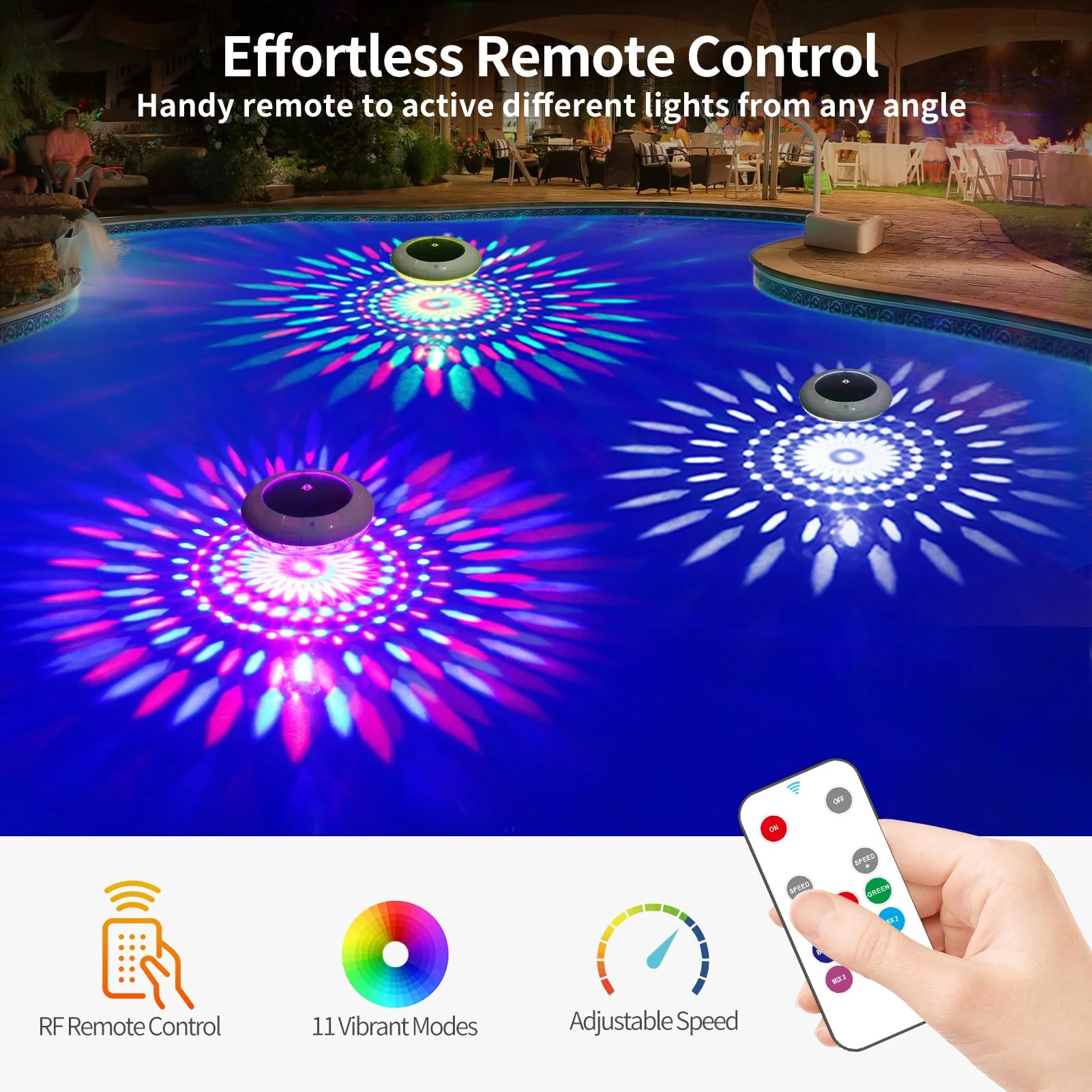 LENONE Floating Pool Lights Solar Powered, 6.5“ Vibrant RGB Colors Pool Lights that Float with Dynamic Lighting Effects, Waterproof Float or Hang Solar Floating Light for Pool Hot Tub Garden Party(1) - Image 5