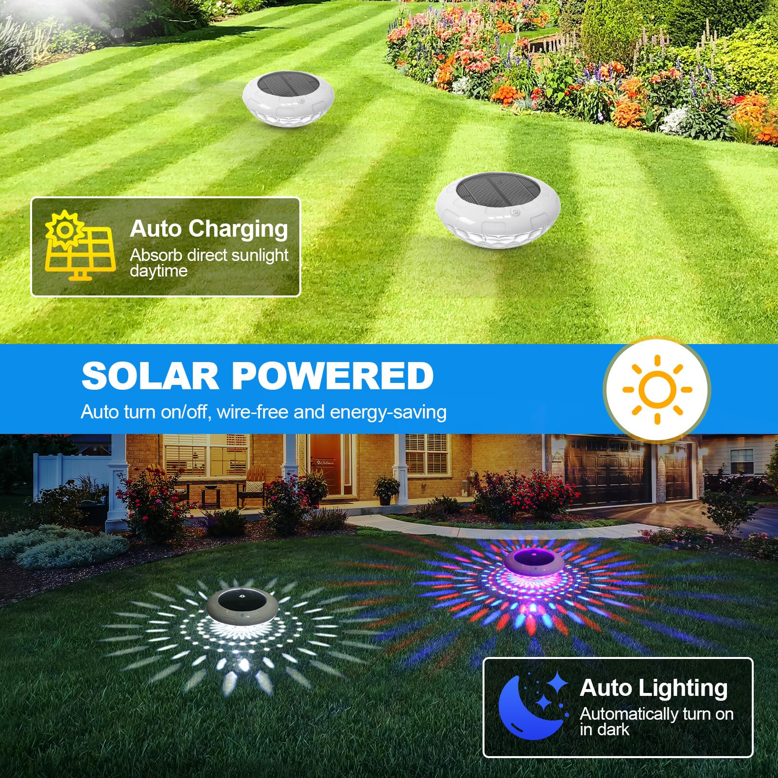 LENONE Floating Pool Lights Solar Powered, 6.5“ Vibrant RGB Colors Pool Lights that Float with Dynamic Lighting Effects, Waterproof Float or Hang Solar Floating Light for Pool Hot Tub Garden Party(1) - Image 7