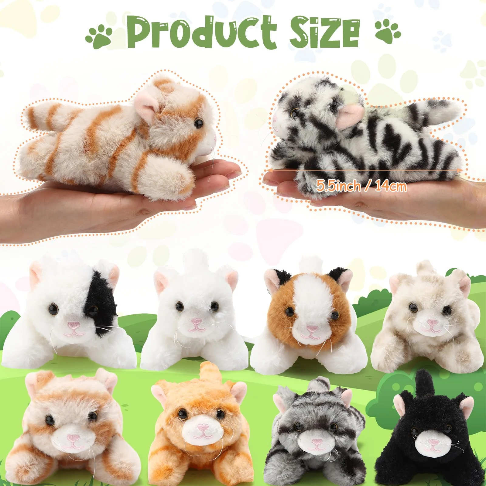 Lenwen 10 Pcs Cat Stuffed Animals Bulk Soft Cuddly Kitten Plush Sets Smitten Kittens Assorted Fluffy Stuffed Cats for Kiddos Birthday Gift Pet Party Favors Halloween Christmas Stuffers(Prone Style) - Image 7
