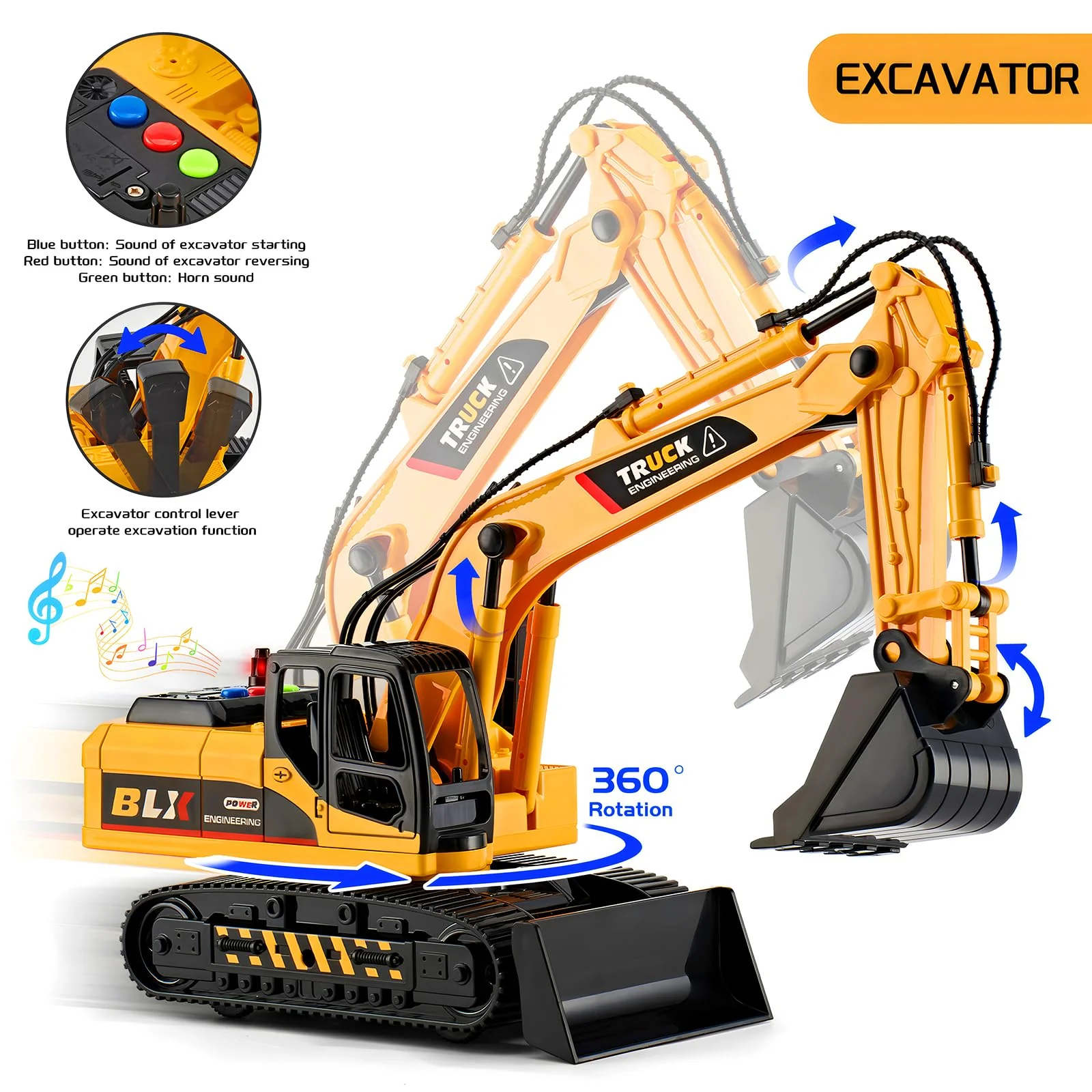 LerBao 2 Pack Large Construction Engineering Truck Toys,Moveable Claw Excavator & Lifting Back Dump Truck Toy for 3 4 5 6 7 8 Years Old Boys Kids Childs Toddlers Birthday - Image 4