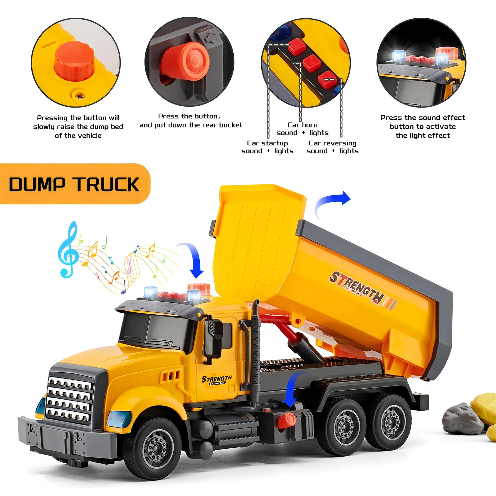 LerBao 2 Pack Large Construction Engineering Truck Toys,Moveable Claw Excavator & Lifting Back Dump Truck Toy for 3 4 5 6 7 8 Years Old Boys Kids Childs Toddlers Birthday - Image 5