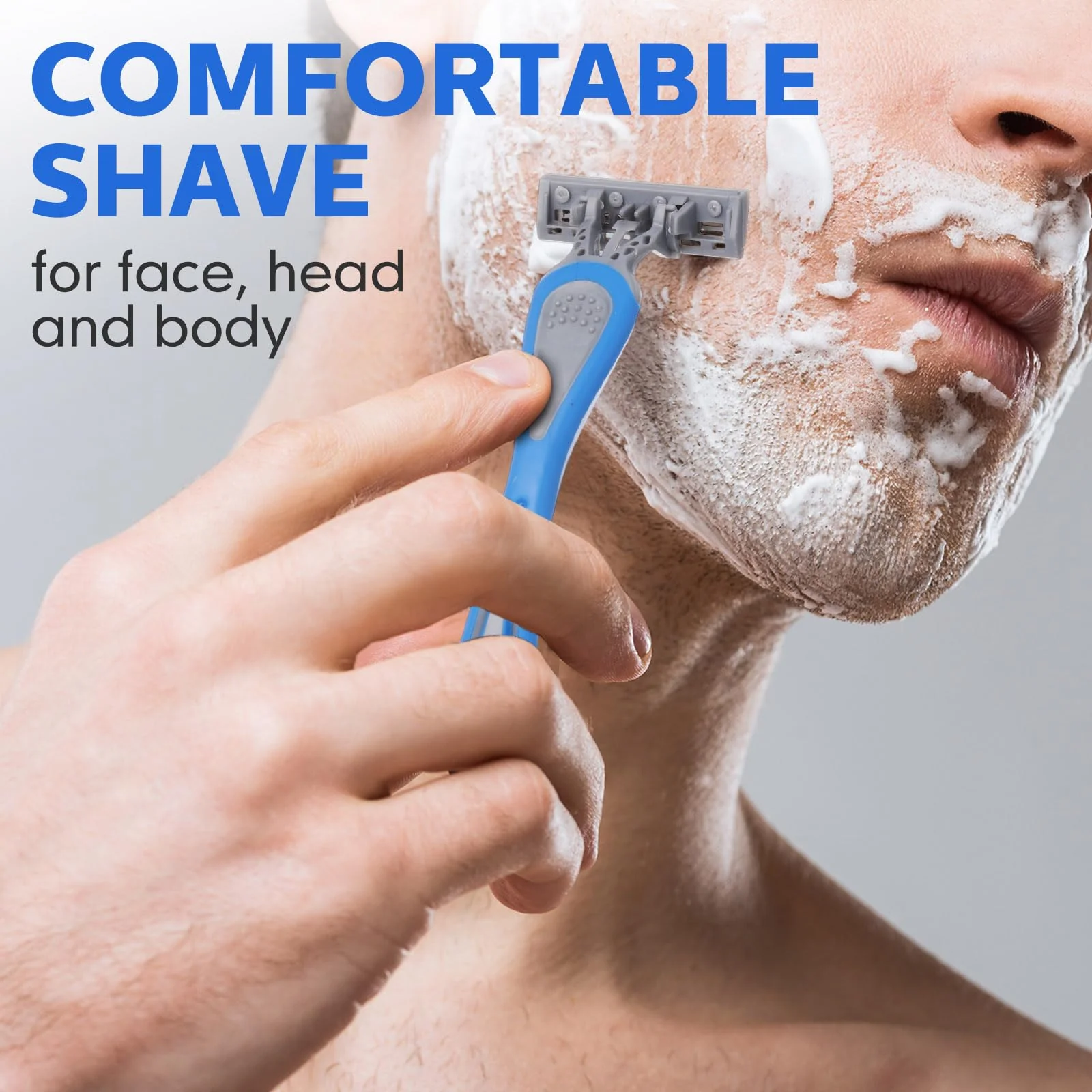 Leriton 60 Pcs Mens Disposable Razors Bulk 3 Blade Sensitive Skin Shaving Razor Long Blade for Hotel Spa Travel - Image 4
