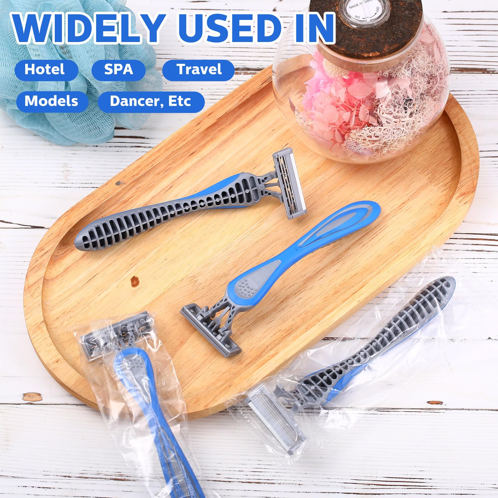 Leriton 60 Pcs Mens Disposable Razors Bulk 3 Blade Sensitive Skin Shaving Razor Long Blade for Hotel Spa Travel - Image 6