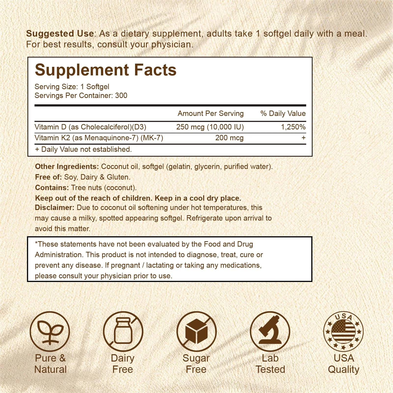 LETSCOL 2-in-1 Vitamin D3 K2 Supplement Softgel, Vitamin D3 10000 IU and Vitamin K2 200 mcg, K2 MK7 with D3 Vitamin Supplement Support Immune, Heart, Joint, Teeth & Bone Health - Image 7