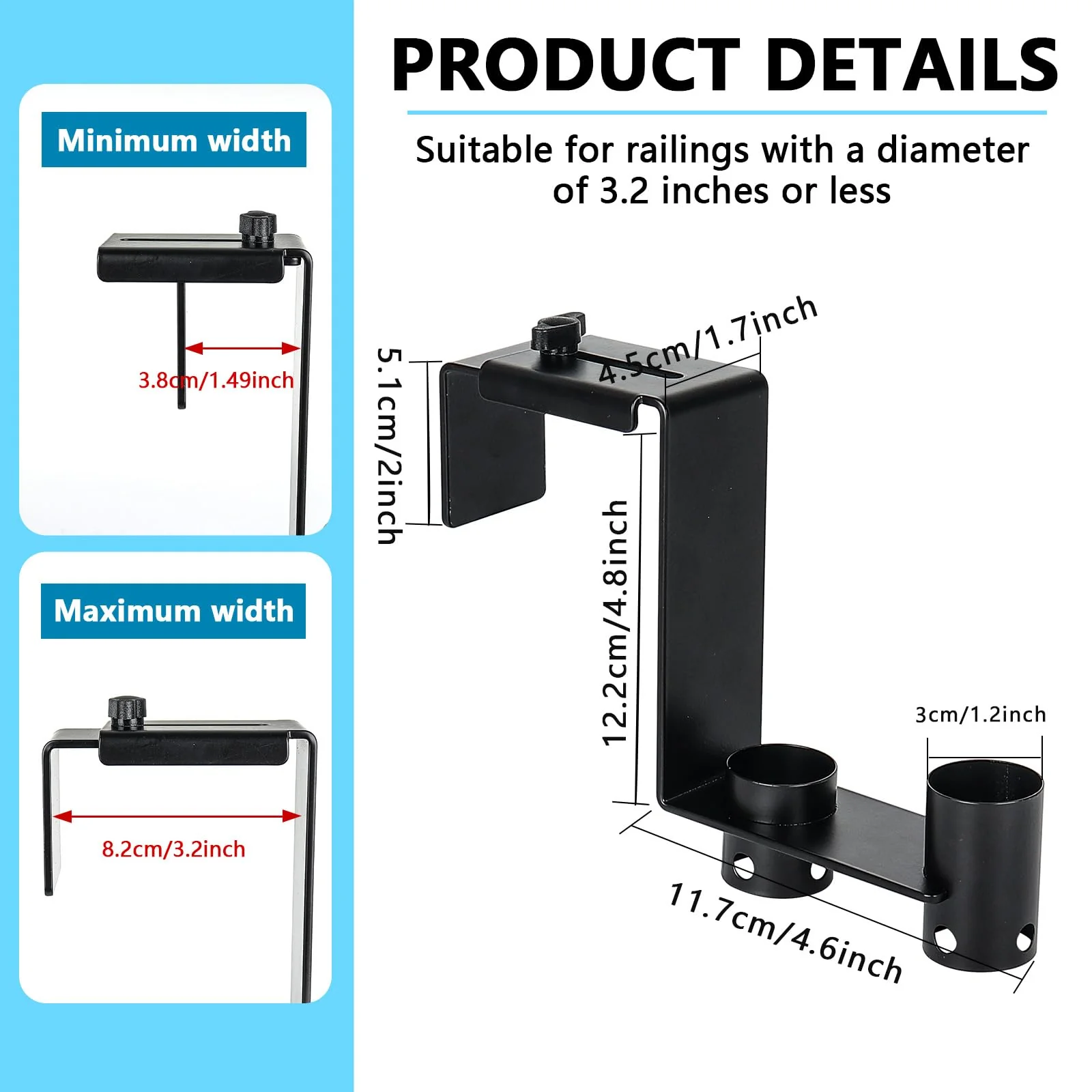 Lettry 2 Pcs Pool Fence Hooks, Pool Tool Organizer, for Hanging Pool Cleaning Accessories, Pool Pole, Brush, Leaf Skimmer Net, Vacuum Head - Image 7
