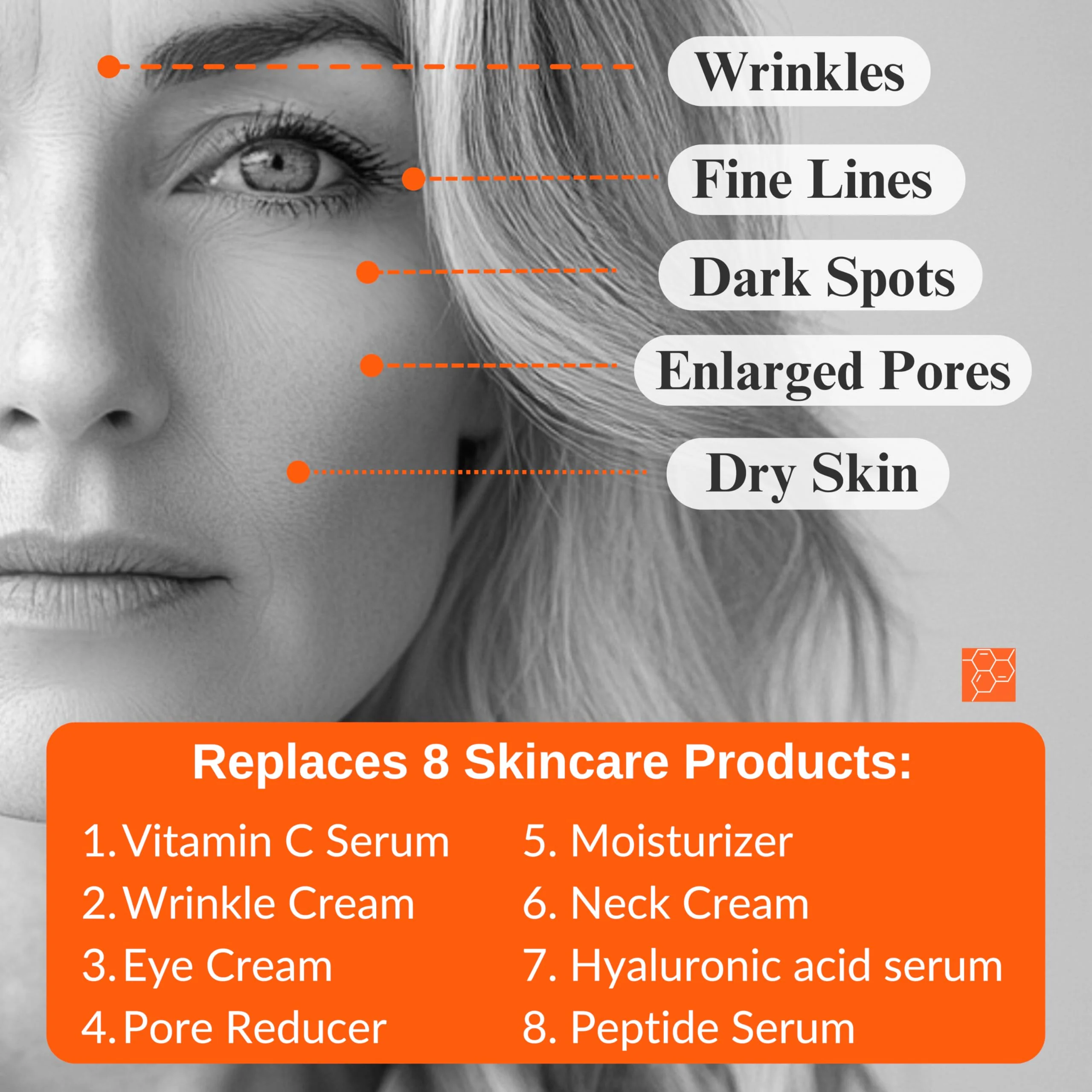 LeVaye Vitamin C Serum, Anti-Aging Face Serum – 15% Vitamin C, Ferulic Acid, Niacinamide, Hyaluronic Acid, Peptides, Ceramides – Targets Wrinkles, Fine Lines, Dark Spots, Enlarged Pores, Dry Skin - Image 6