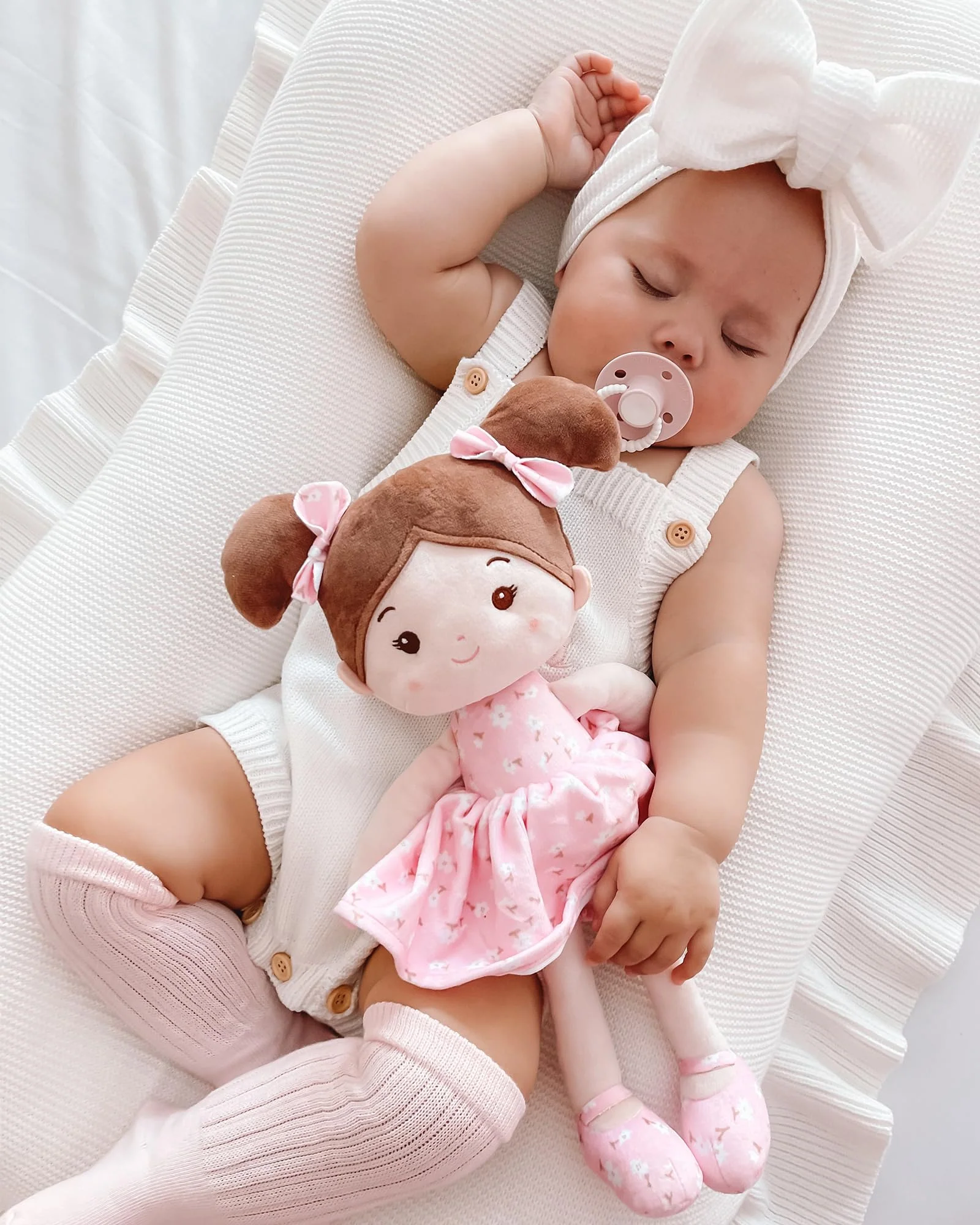 LeyaDoll Soft Baby Doll Toys (12''), My First Baby Rag Doll for 1 Year-Old Girl Birthday Gift, Christmas Plush Toys Gift for Toddler Kids Infants -FloraBelle(Pink) - Image 3