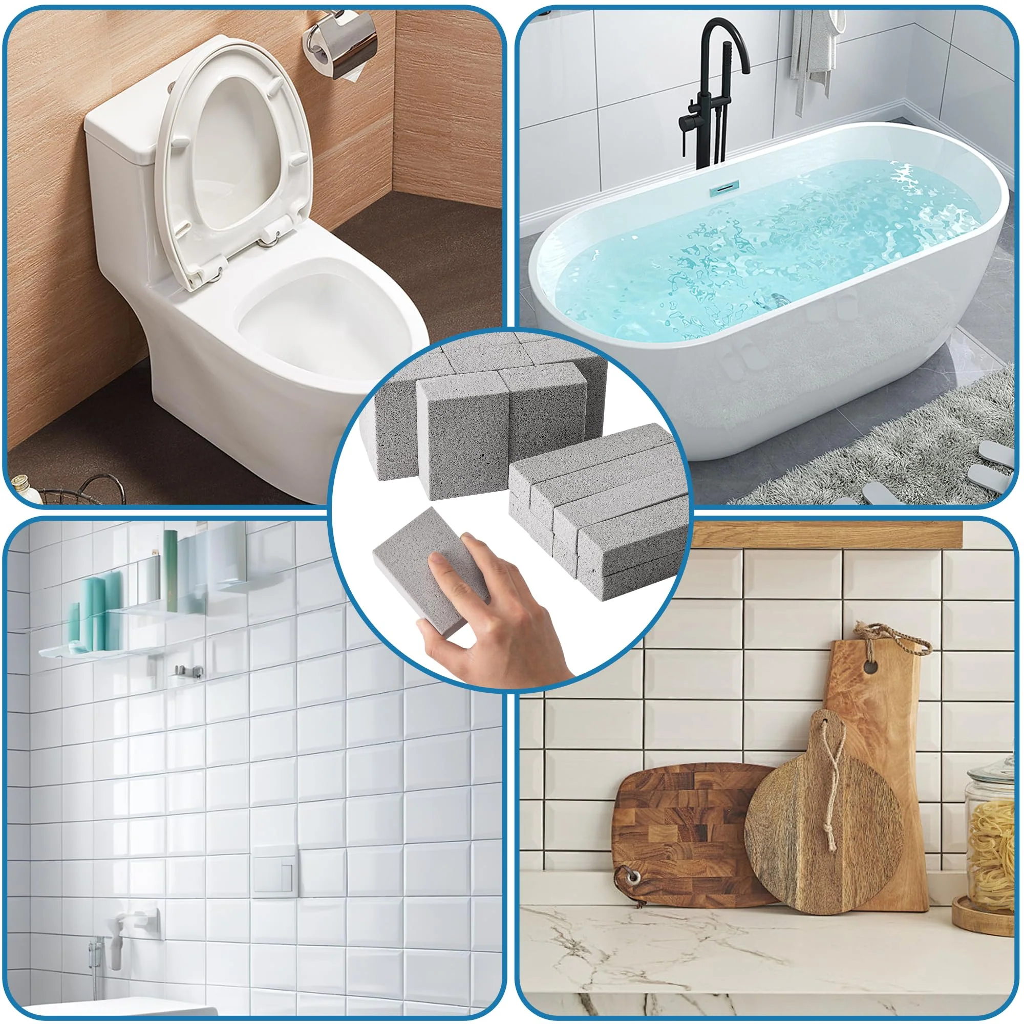 LFUTARI 16 Pcs Pools Pumice Stone, 2 Size Pool Cleaning Pumice Block, Pools Tile Cleaner Stone for Swimming Pool Spa Kitchen Bathroom Stain and Rust Removing - Image 2